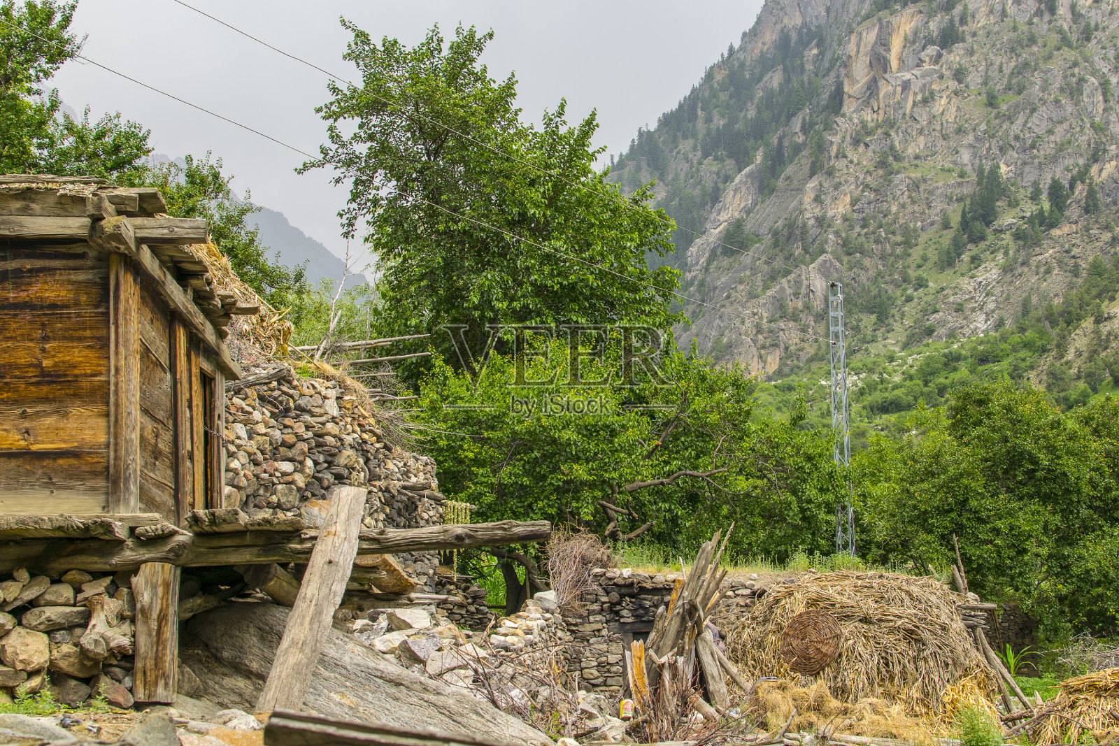 喀喇昆仑山脉的山峰、湖泊、山谷、牧场、草甸和森林照片摄影图片