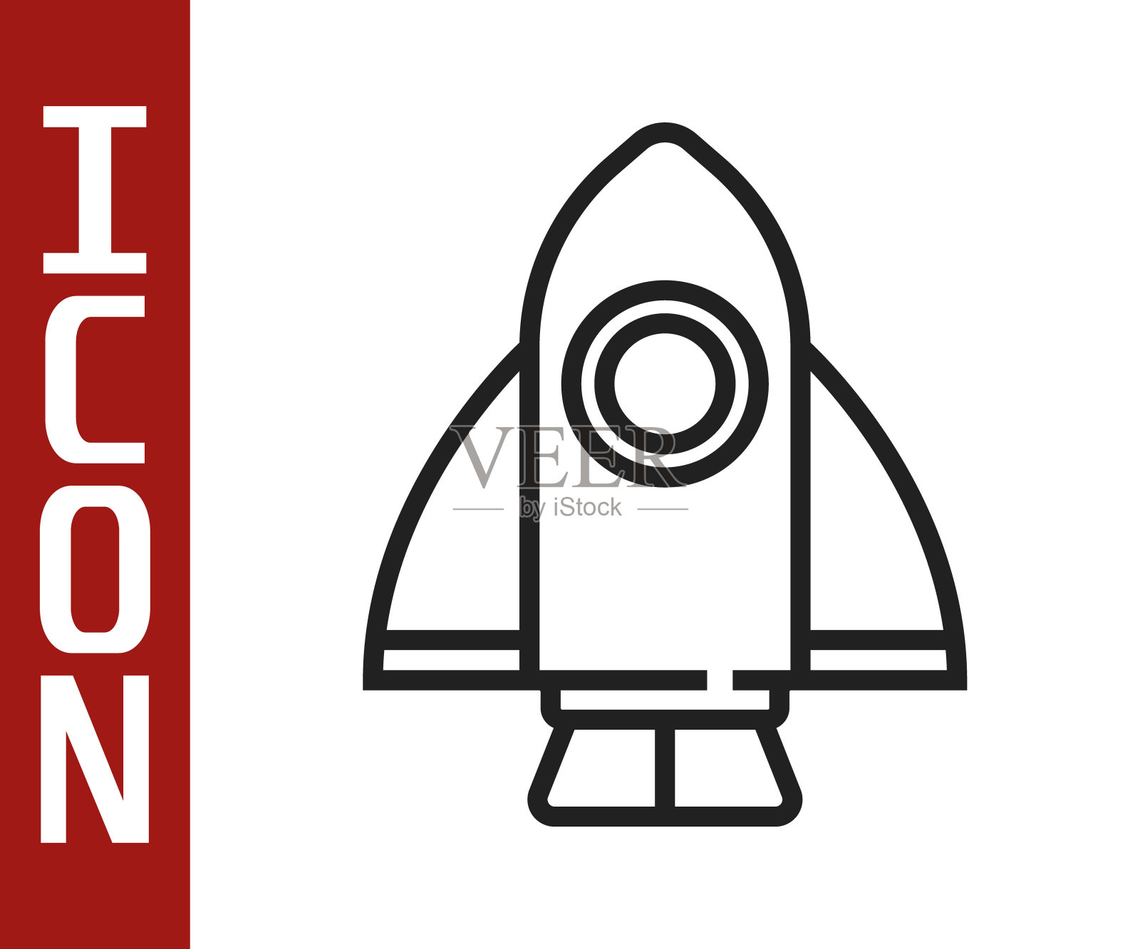 黑线火箭船图标孤立在白色背景。太空旅行。向量插画图片素材