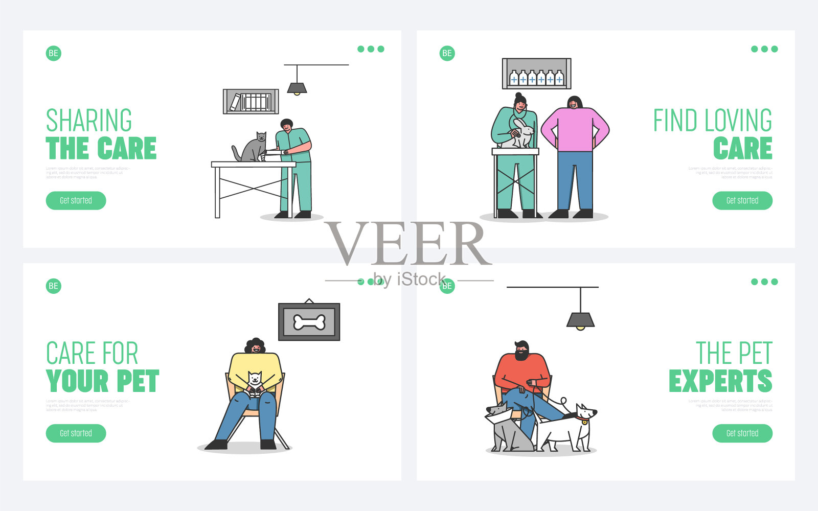 现代动物诊所概念网站登陆页插画图片素材