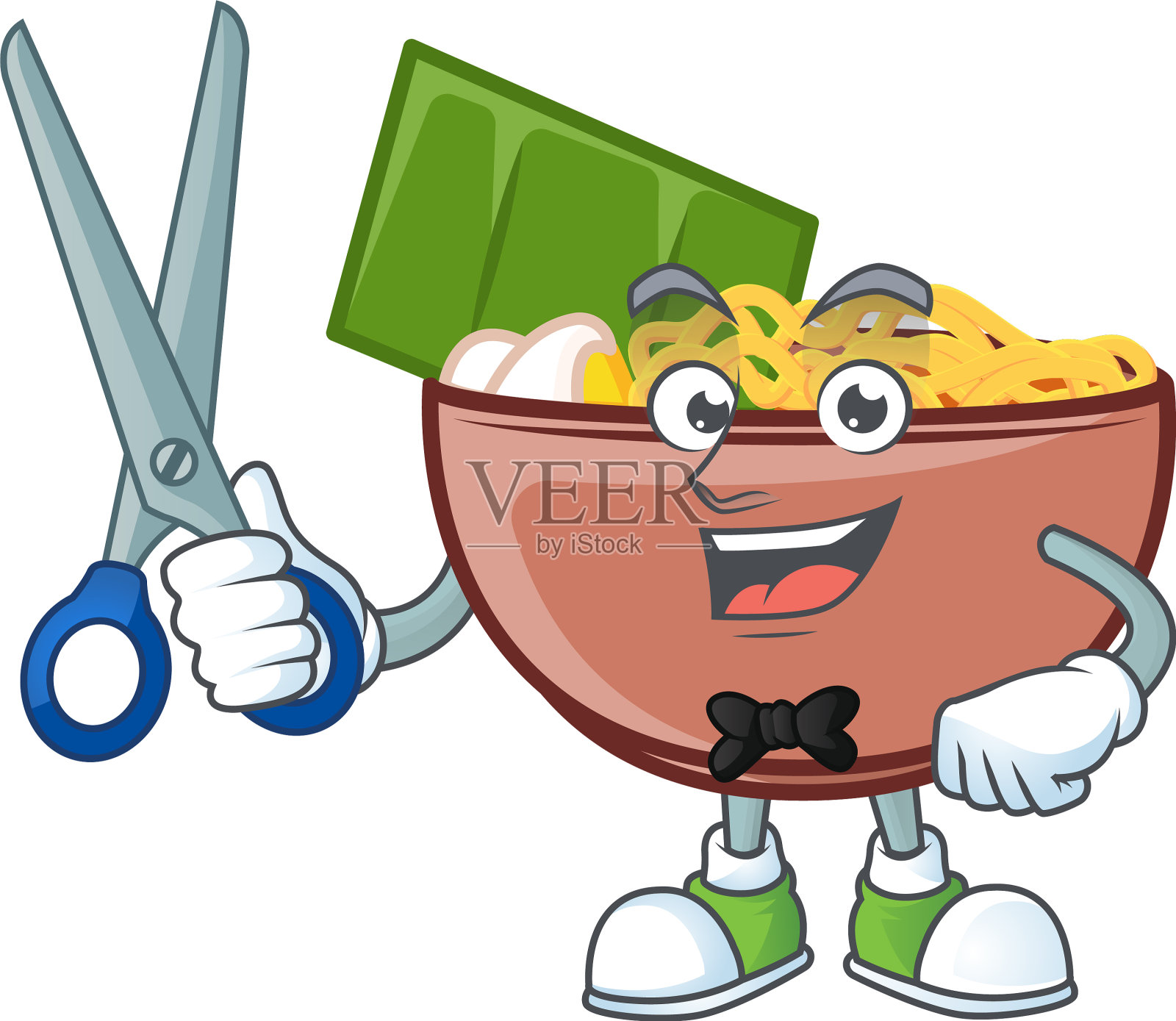 酷友好的理发师碗面卡通插画图片素材