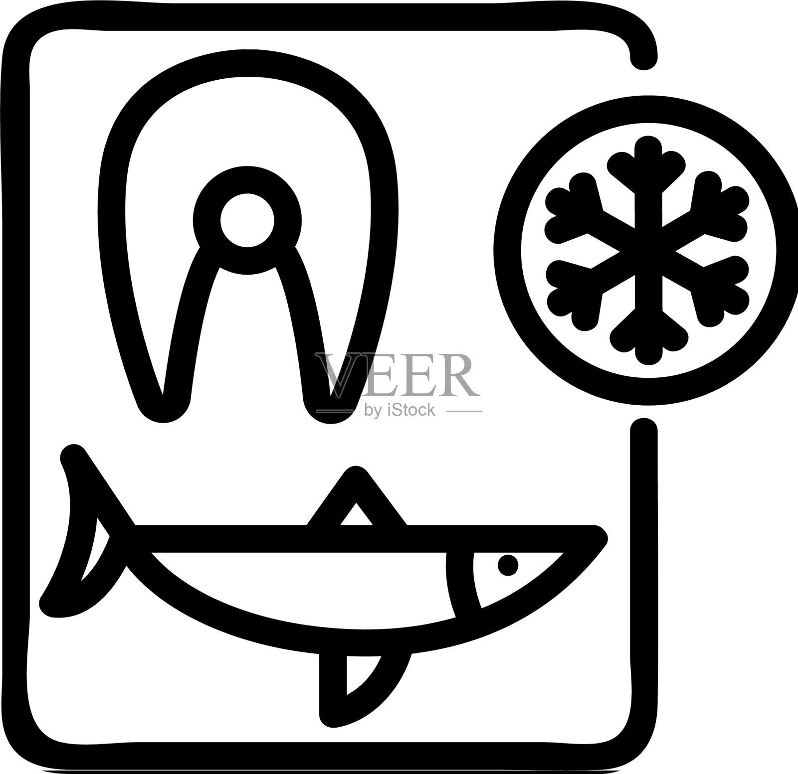 切鲱鱼和冷冻牛排图标图标素材