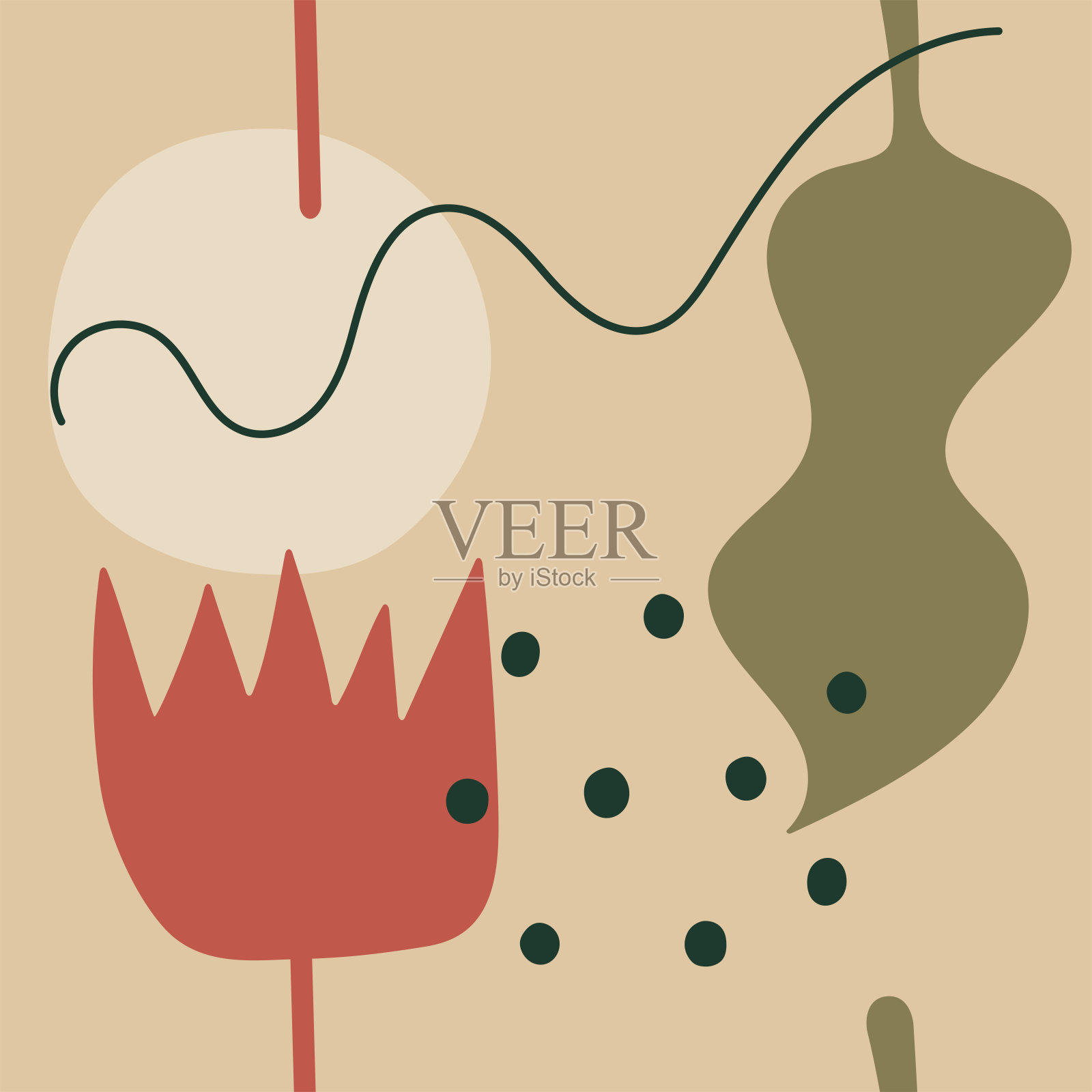 现代无缝模式与有机和几何形状。手绘的。矢量插图。插画图片素材