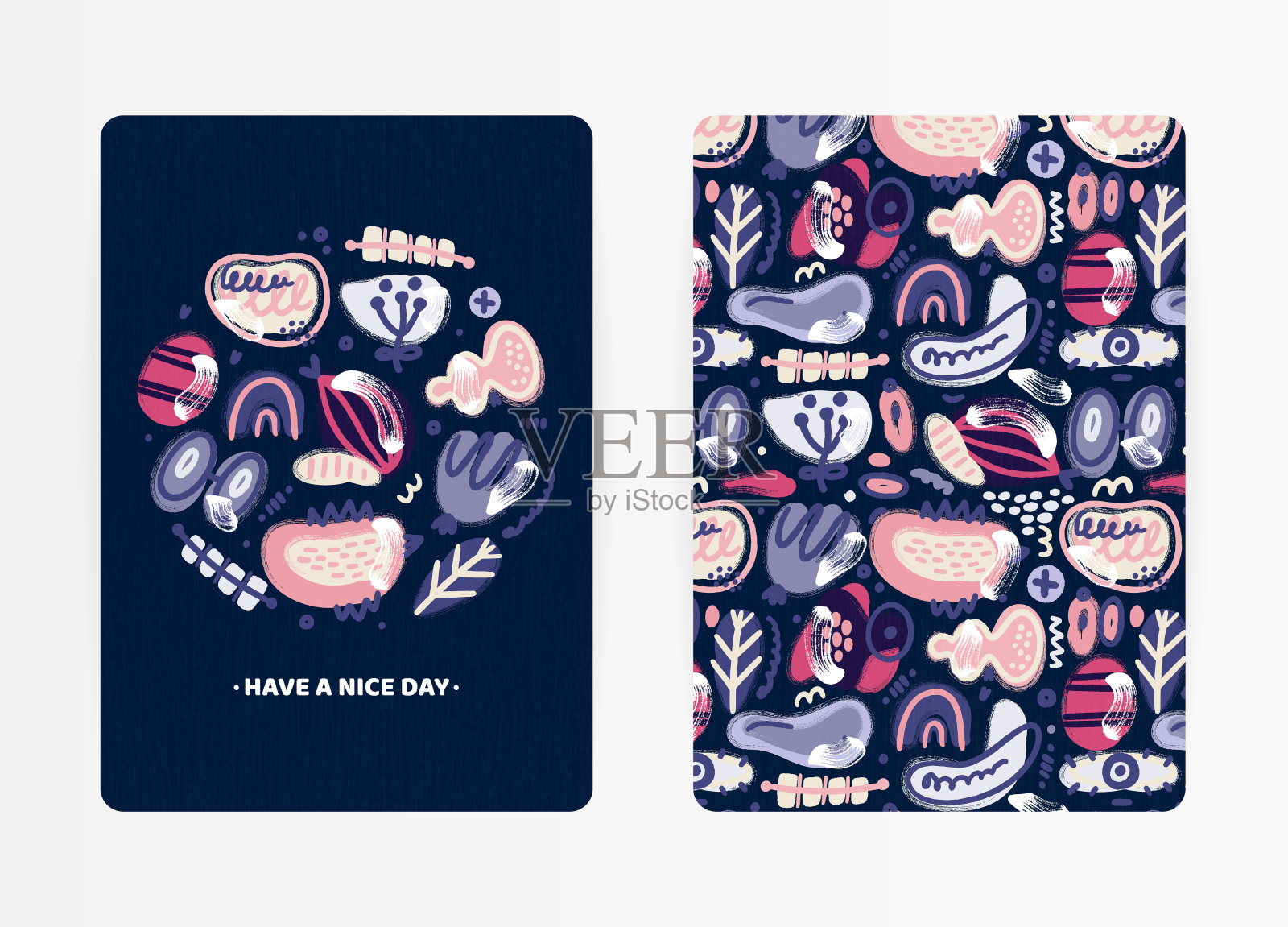 矢量抽象创意背景与手绘不同的纹理形状和装饰元素。民间风格插画图片素材