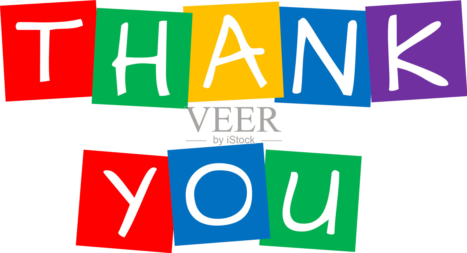 颜色鲜艳的方形感谢信插画图片素材