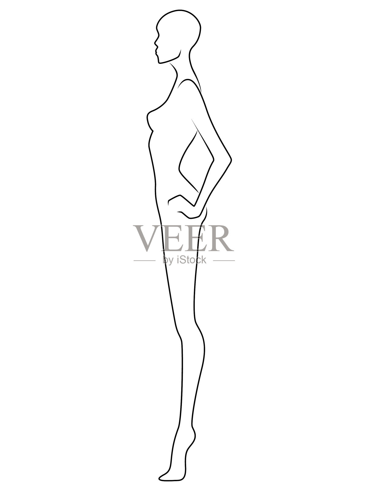 黑色轮廓的女人插画图片素材