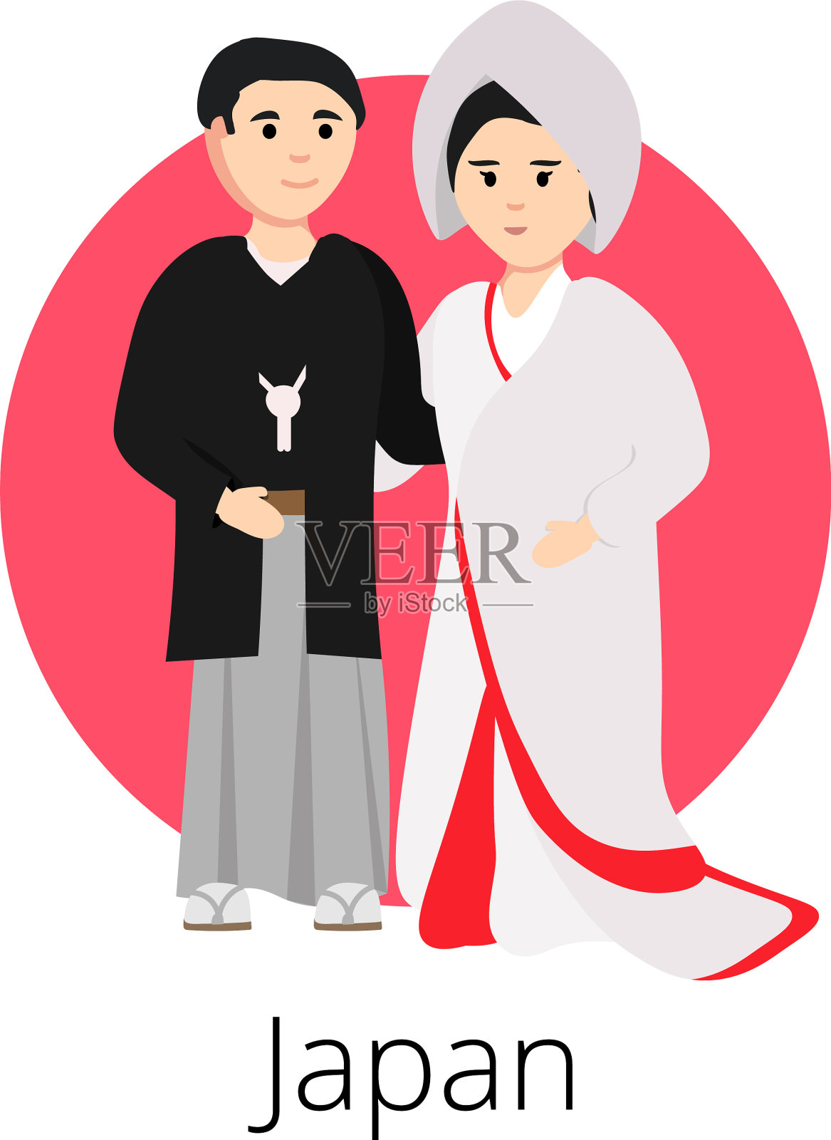 传统的当地婚礼夫妇插画图片素材