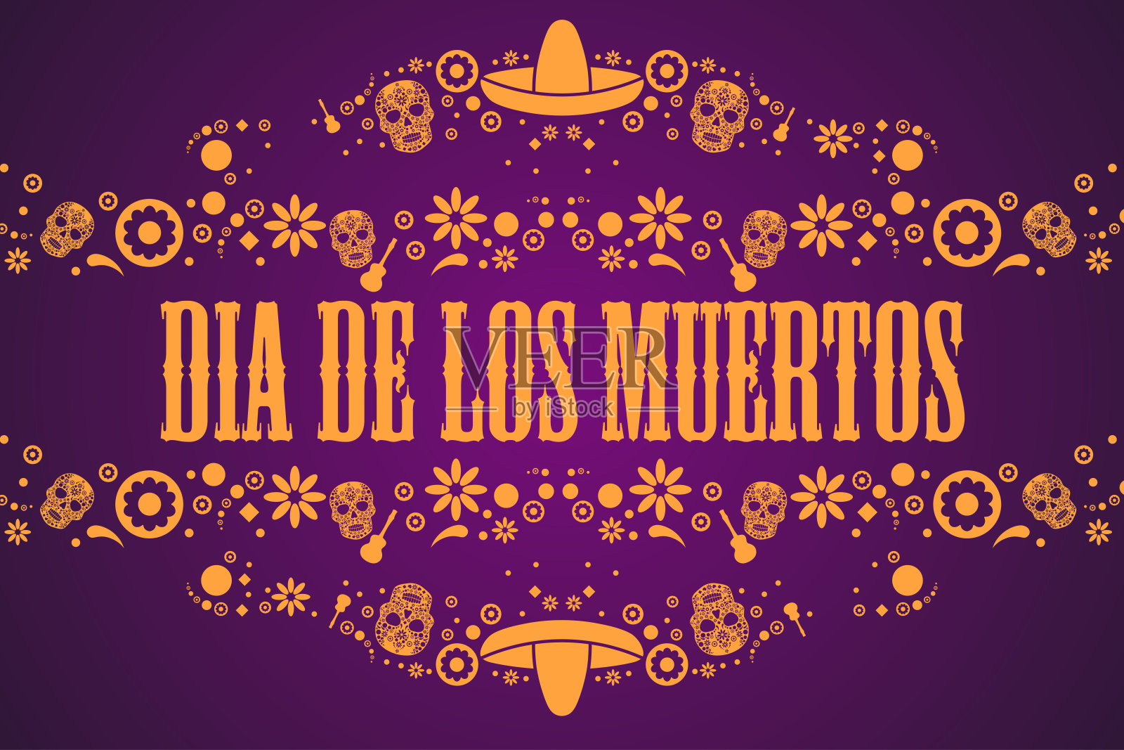 西班牙语的亡灵节。亡灵节的节日概念。模板的背景,横幅,卡片,海报与文字铭文。矢量EPS10插图。插画图片素材