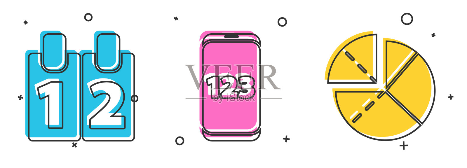 设置日历,移动计算器界面和图形,时间表,图表,图表图标。向量插画图片素材