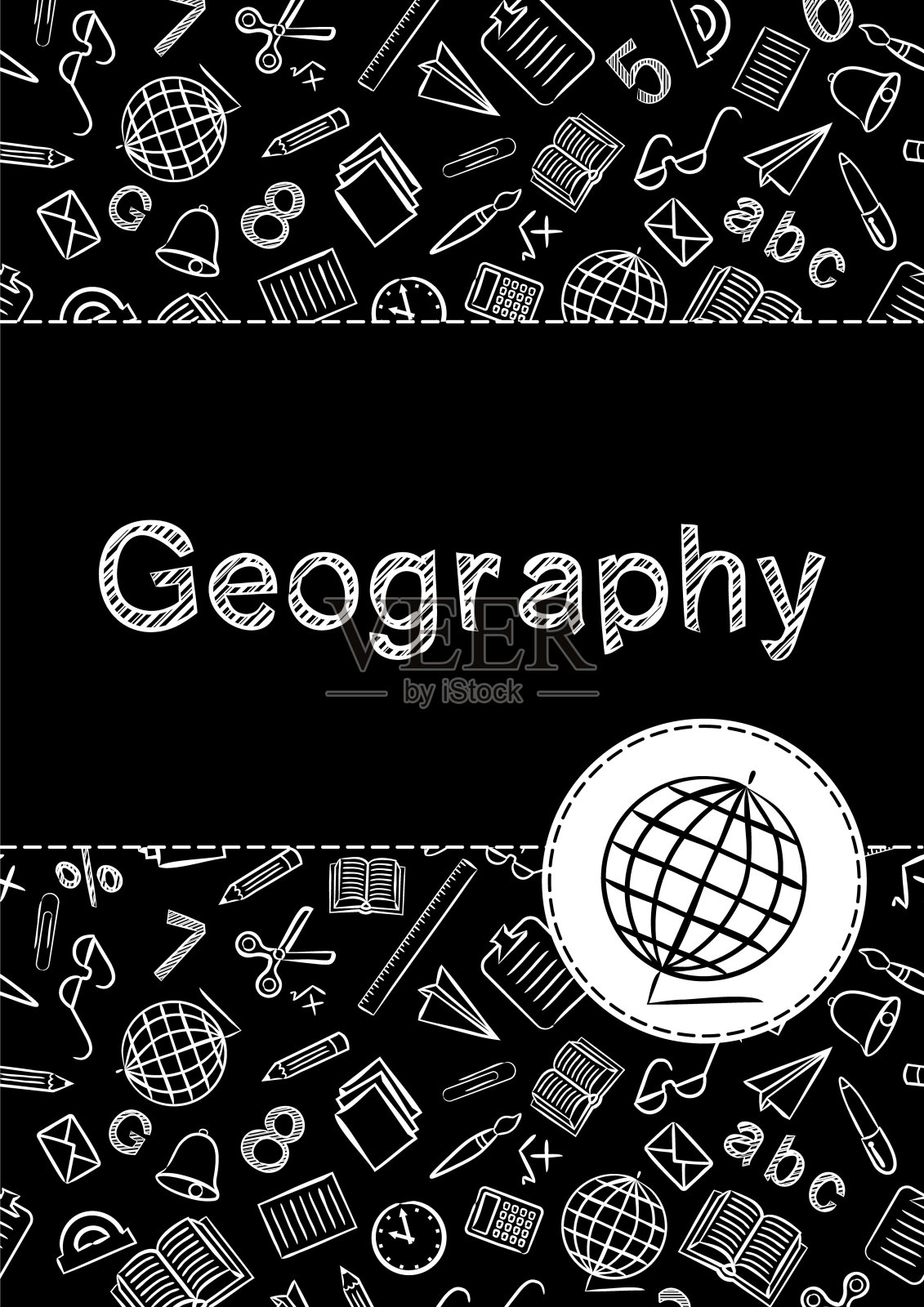 学校笔记本或地理书的封面插画图片素材