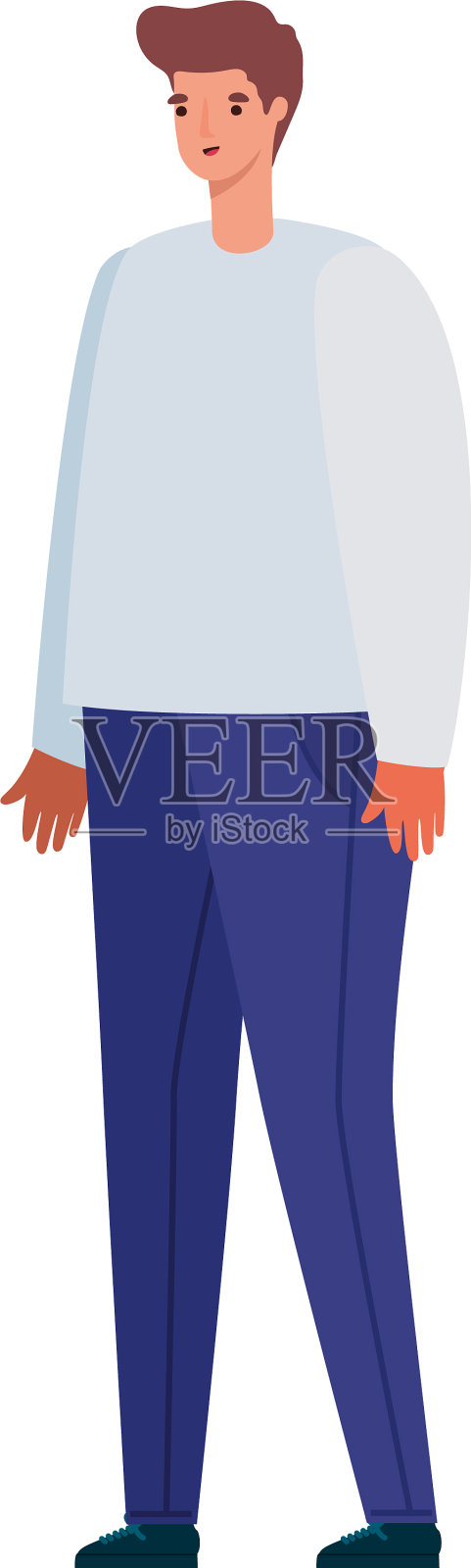 孤立的阿凡达人卡通棕色头发插画图片素材