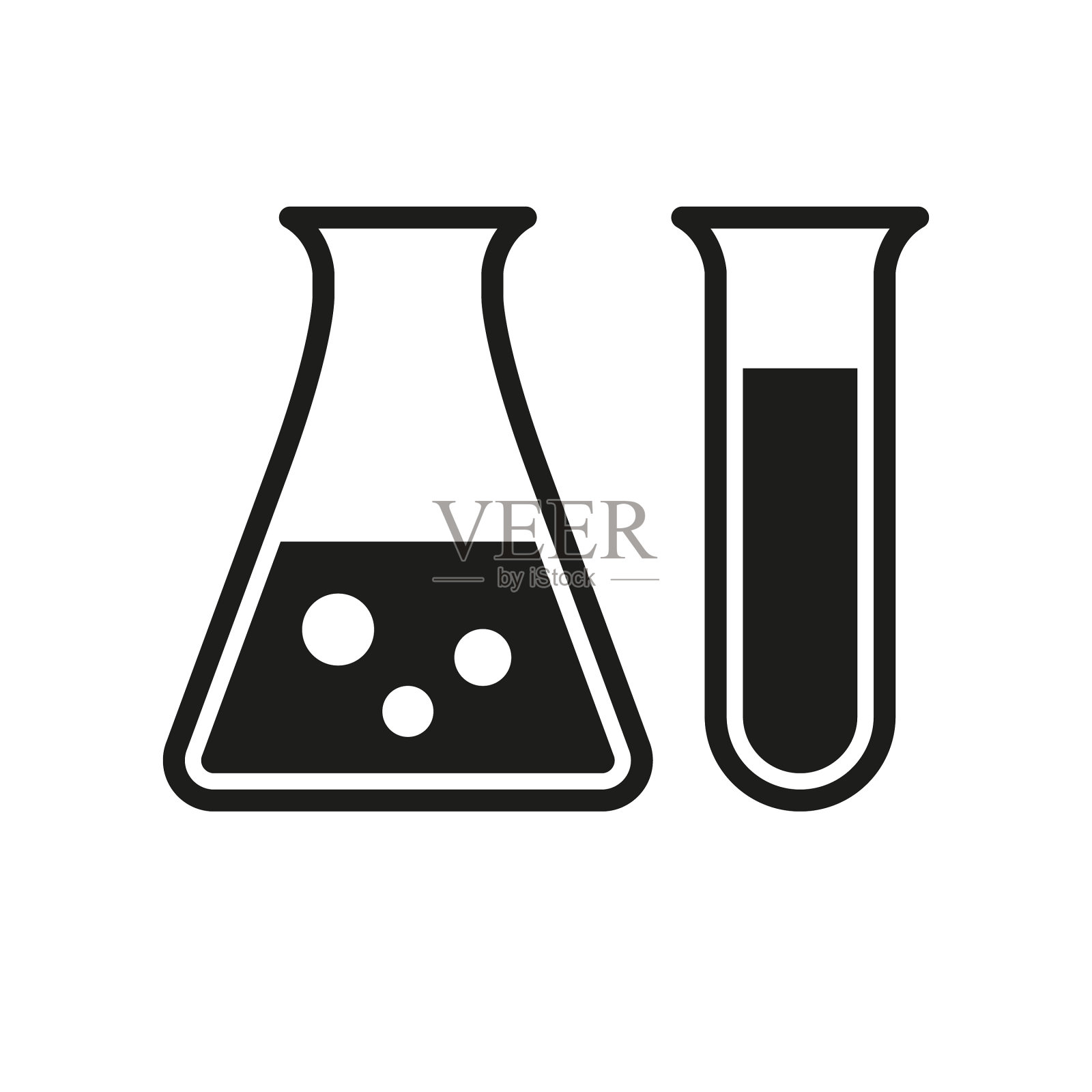 图标一个医疗烧瓶和试管简单插画图片素材