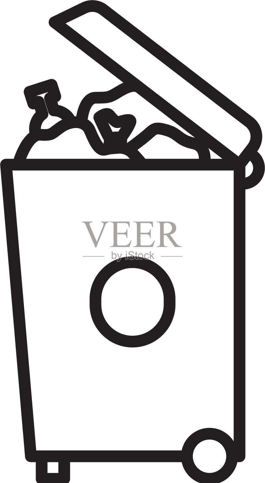 黑线垃圾桶图标孤立在白色插画图片素材