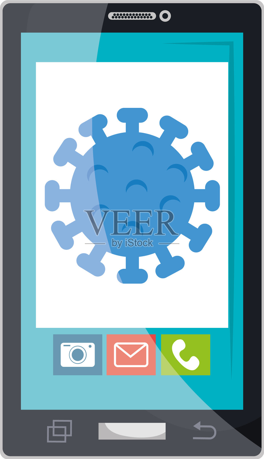 用智能手机在线搜索冠状病毒插画图片素材