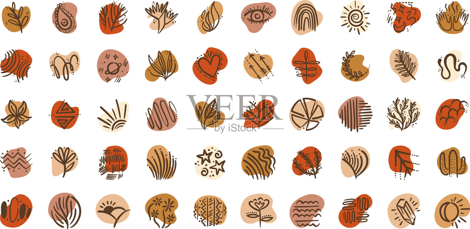 捆绑波西米亚集图标插画图片素材