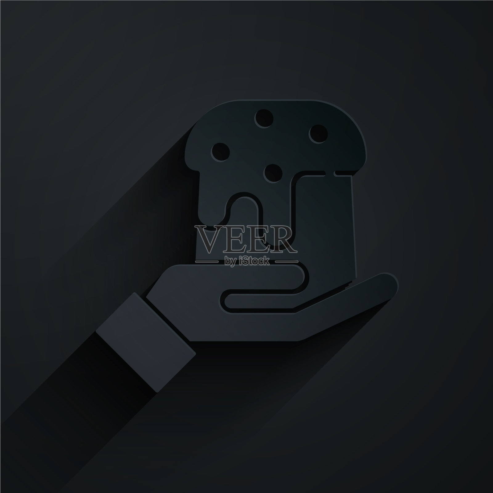 剪纸人的手和复活节蛋糕图标隔离插画图片素材