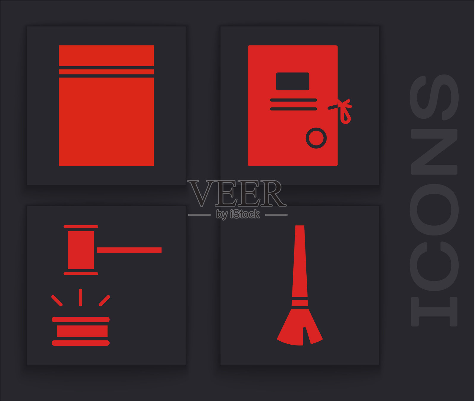 集油漆刷胶袋与自封诉讼图标素材