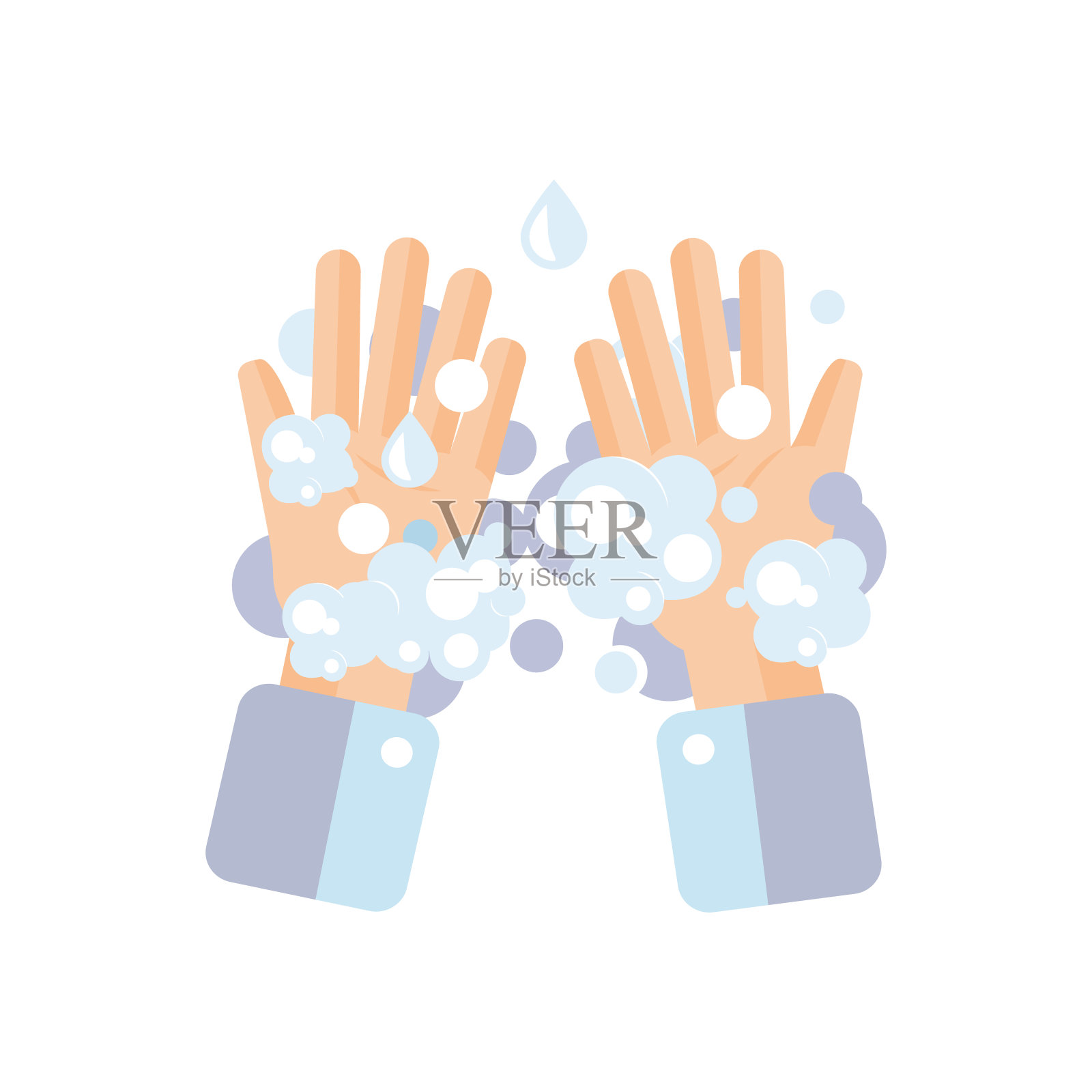 洗手的概念。用肥皂洗手。防止病毒的概念。矢量插图。插画图片素材