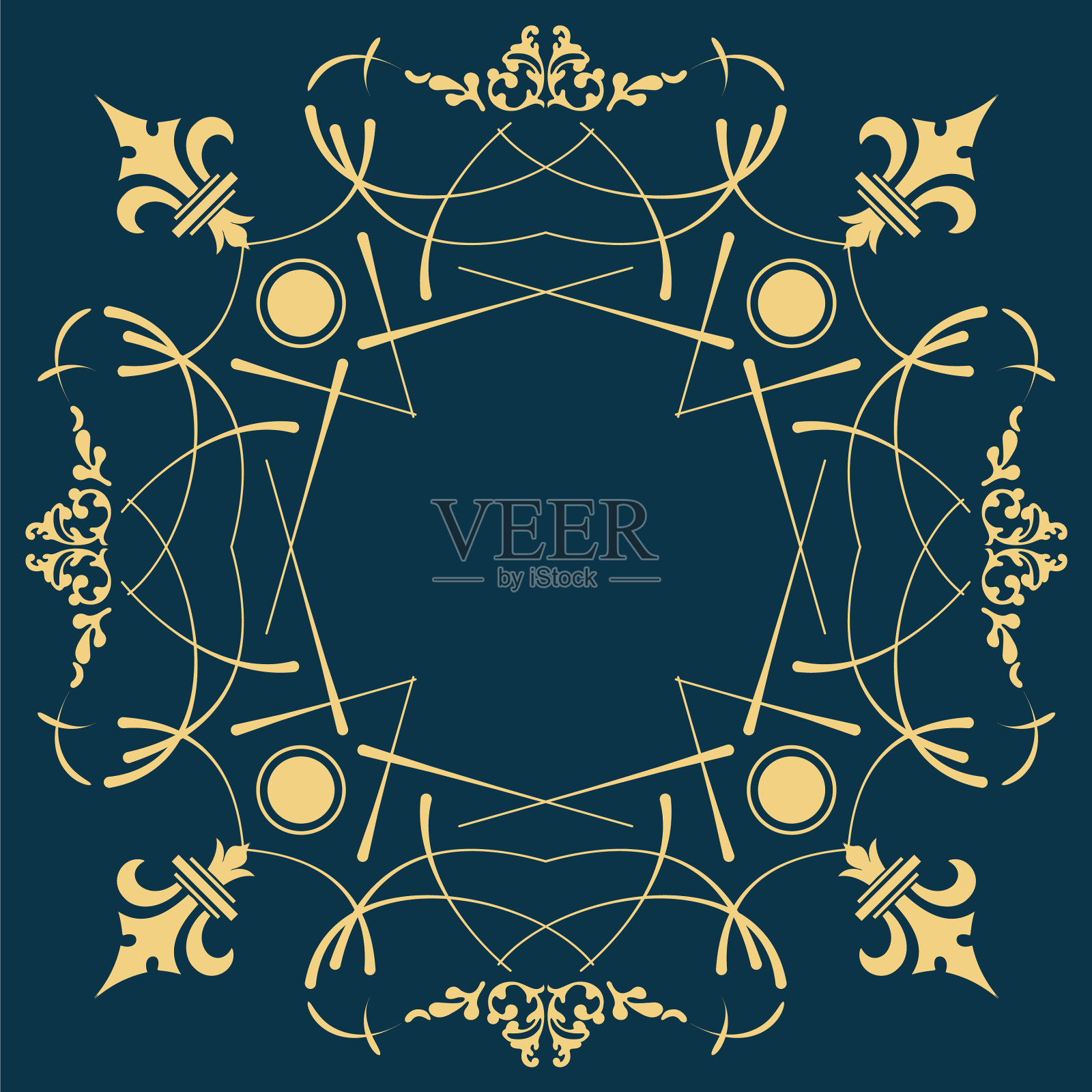 可以在深蓝色背景上使用金色装饰插画图片素材