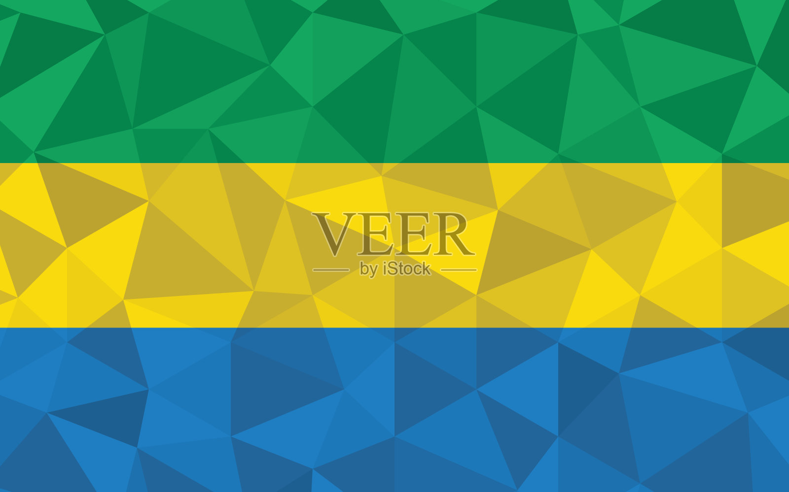 低多边形加蓬旗帜矢量插图。三角形加蓬国旗图形。加蓬国旗是独立的象征。插画图片素材