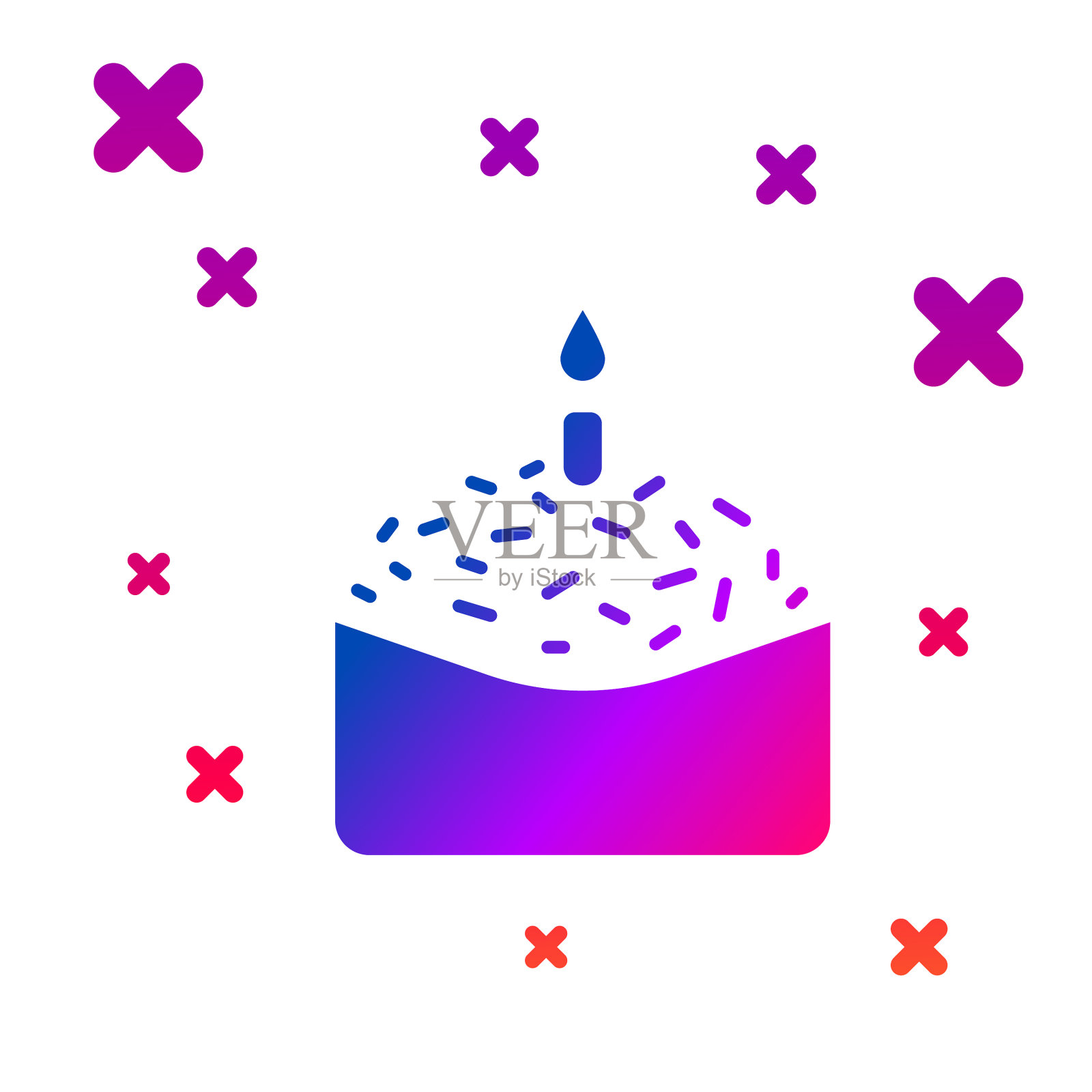 颜色复活节蛋糕和蜡烛图标孤立插画图片素材