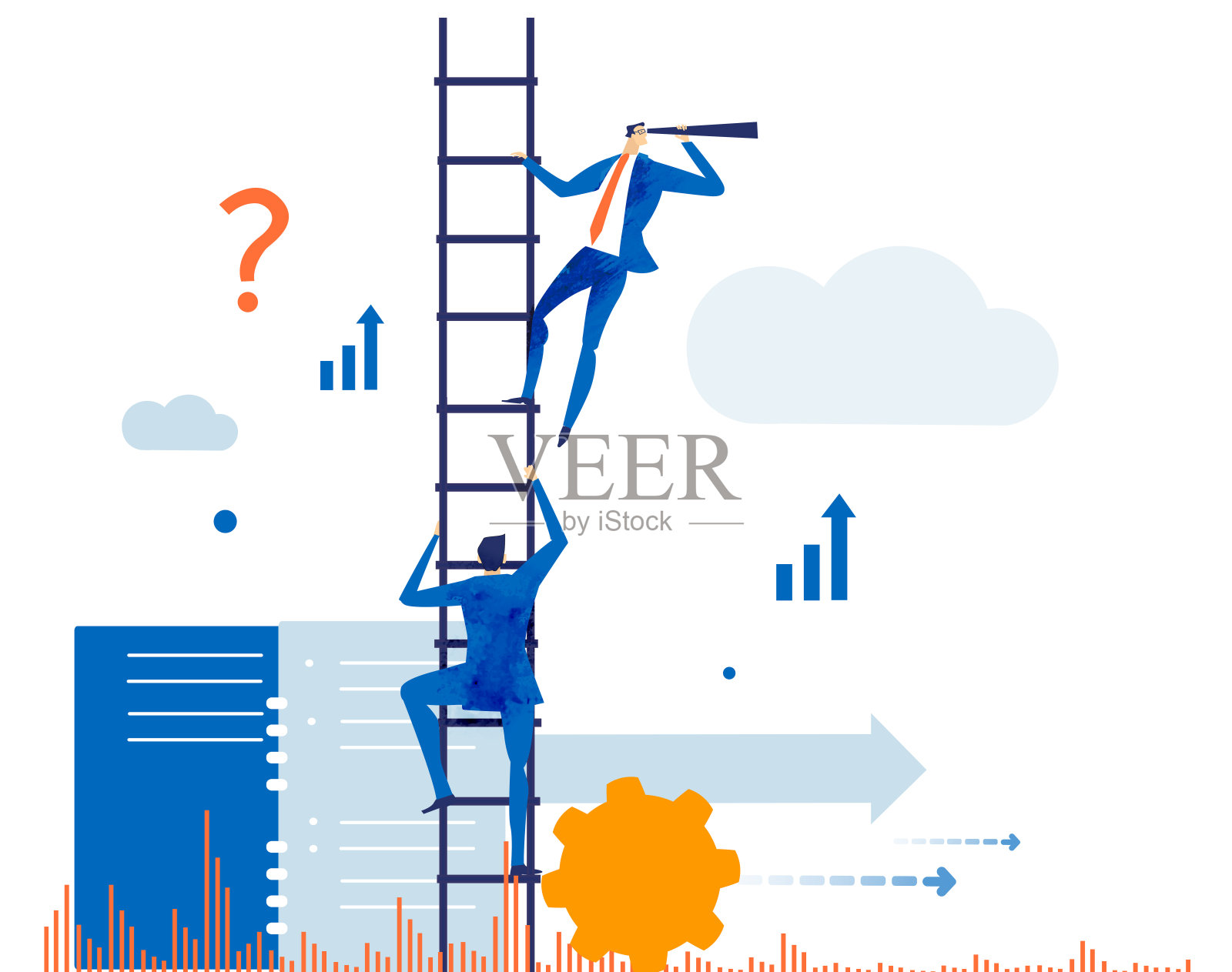 商业人士攀登成功的阶梯。业务概念说明插画图片素材