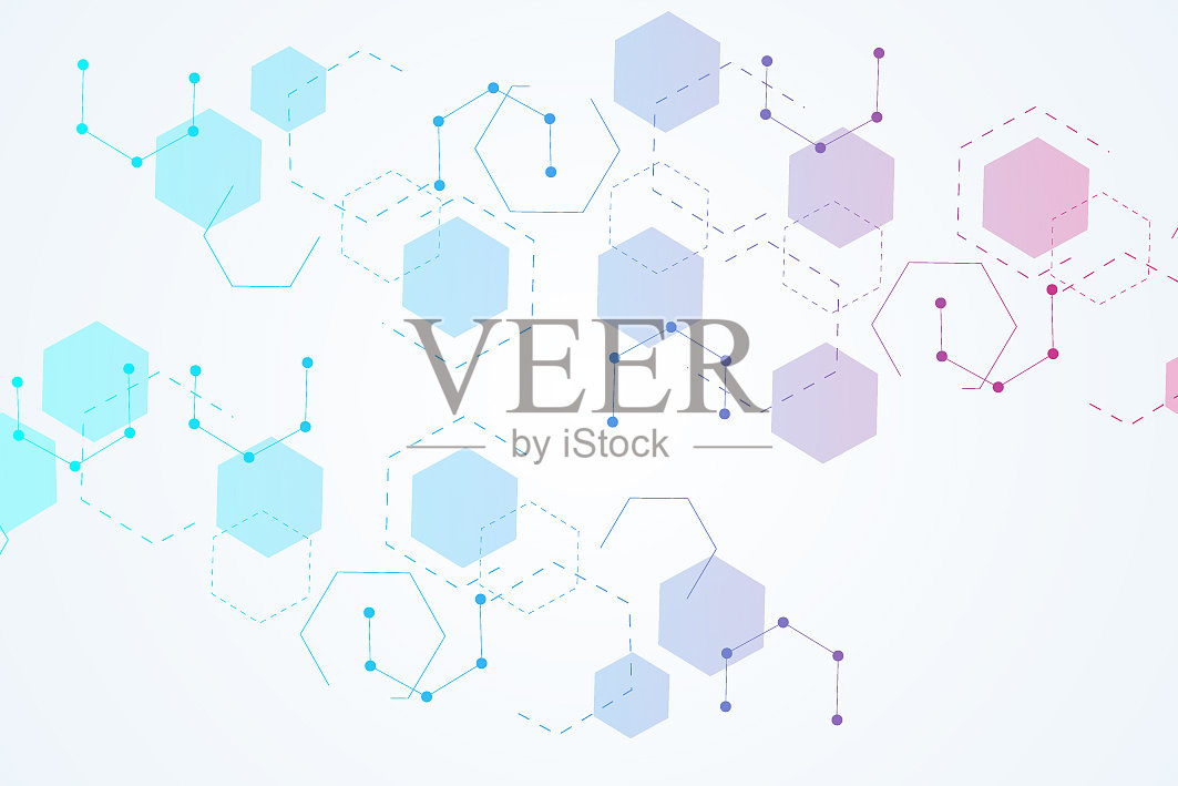 六角形抽象背景大数据插画图片素材