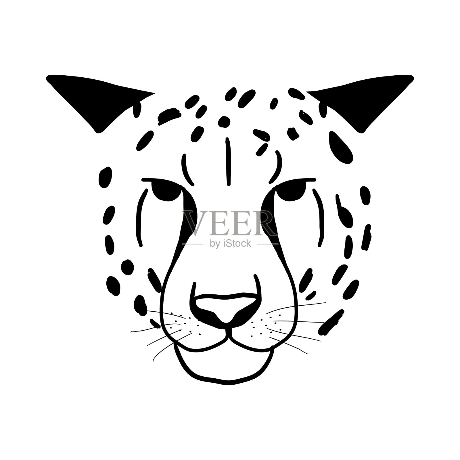 摘要丛林动物猎豹头插画图片素材