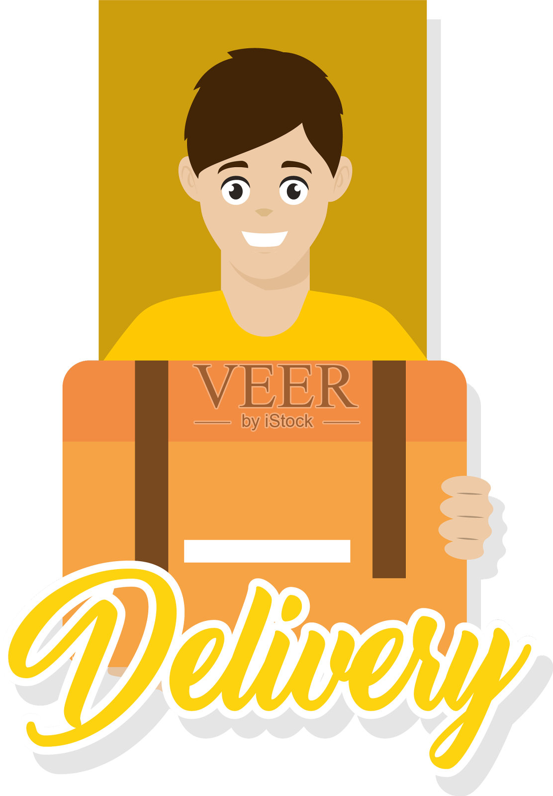 送包裹的人插画图片素材