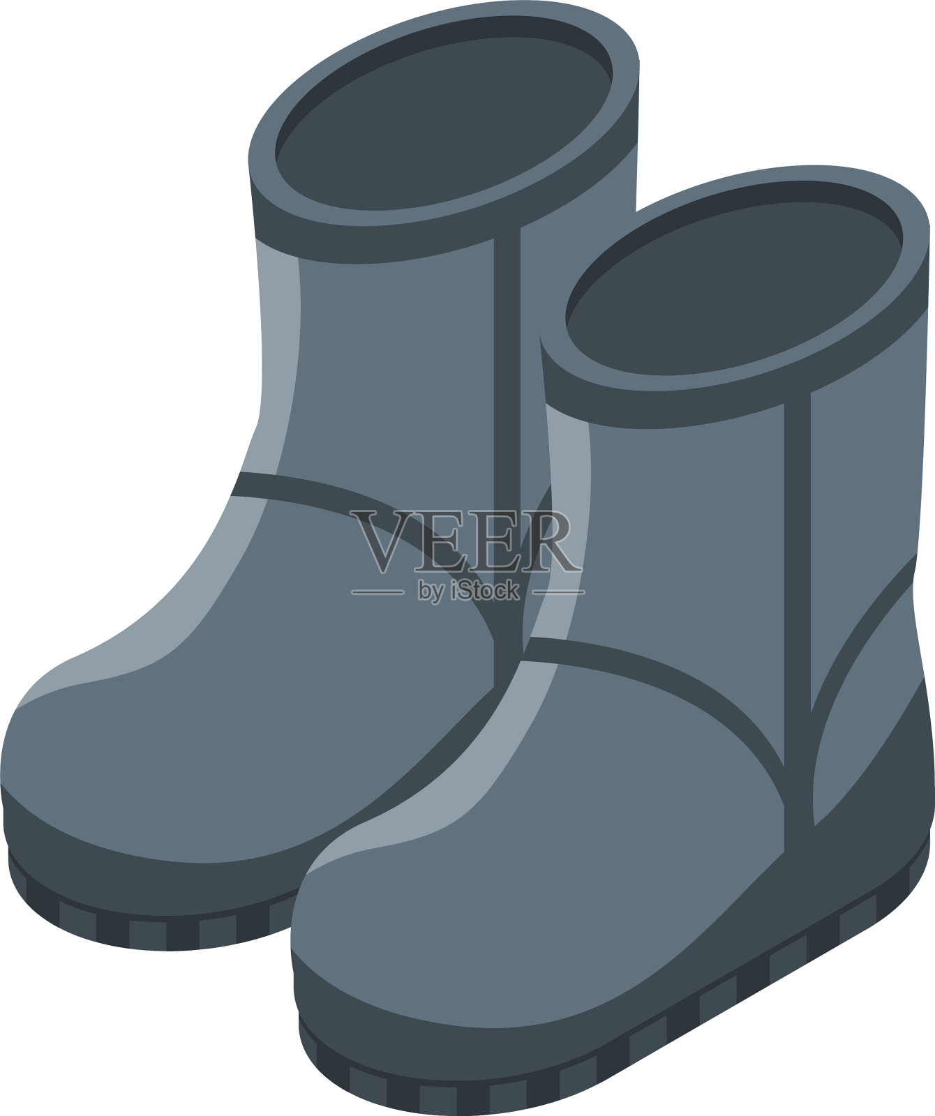 黑色雪地靴图标等距风格插画图片素材