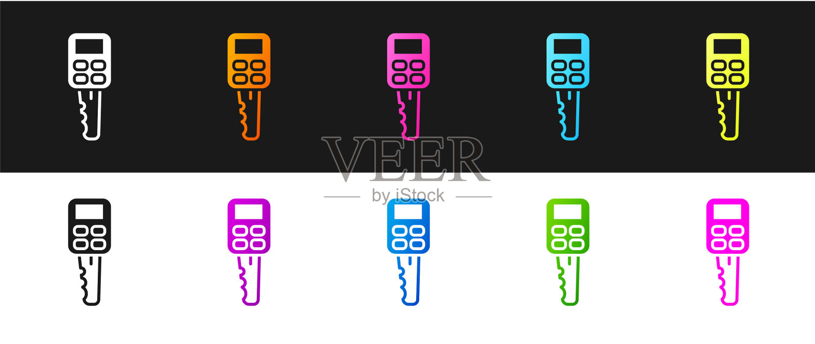 设置汽车钥匙与远程图标隔离在黑色和图标素材