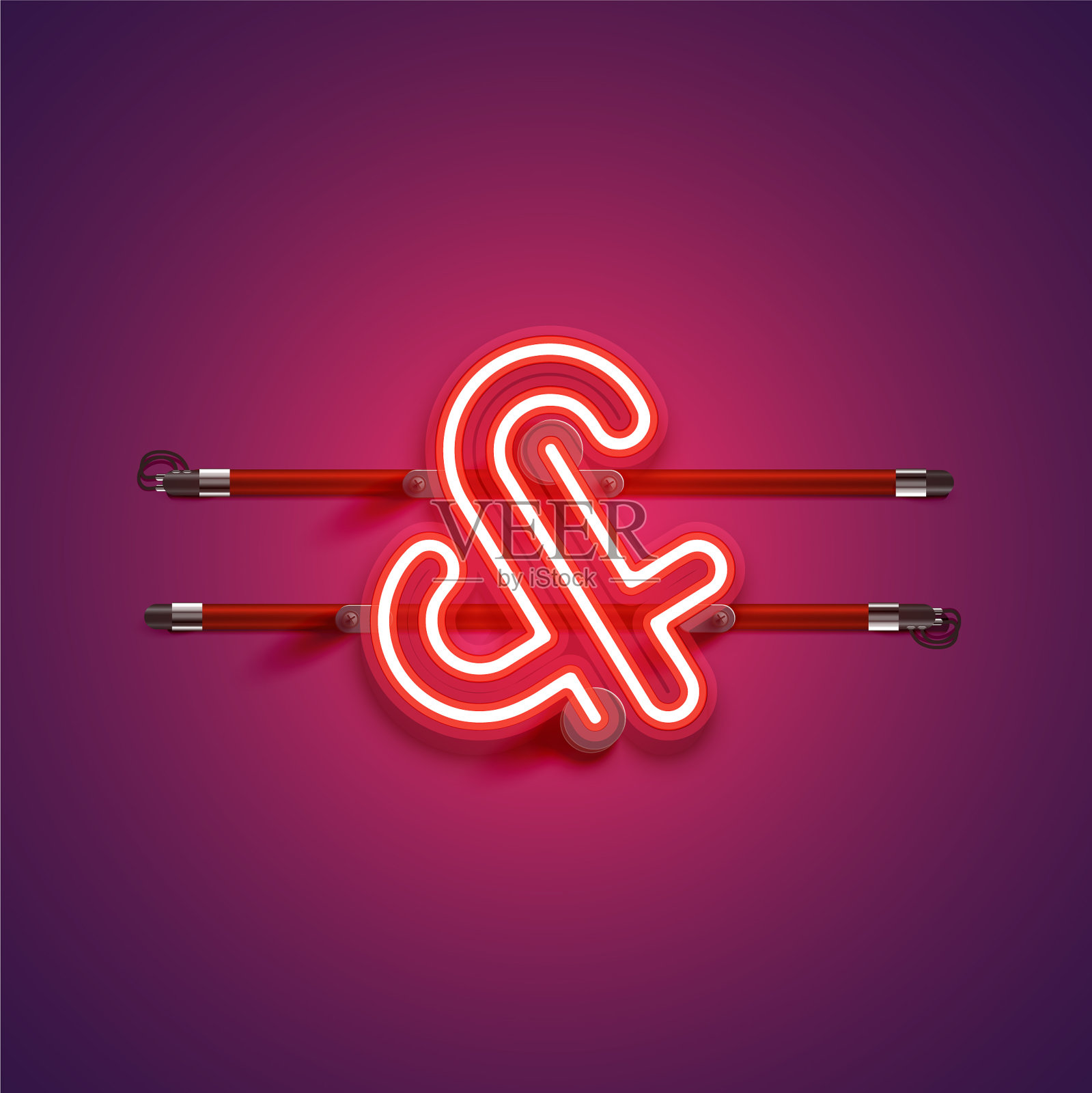 紫色的高细节霓虹灯字符插画图片素材