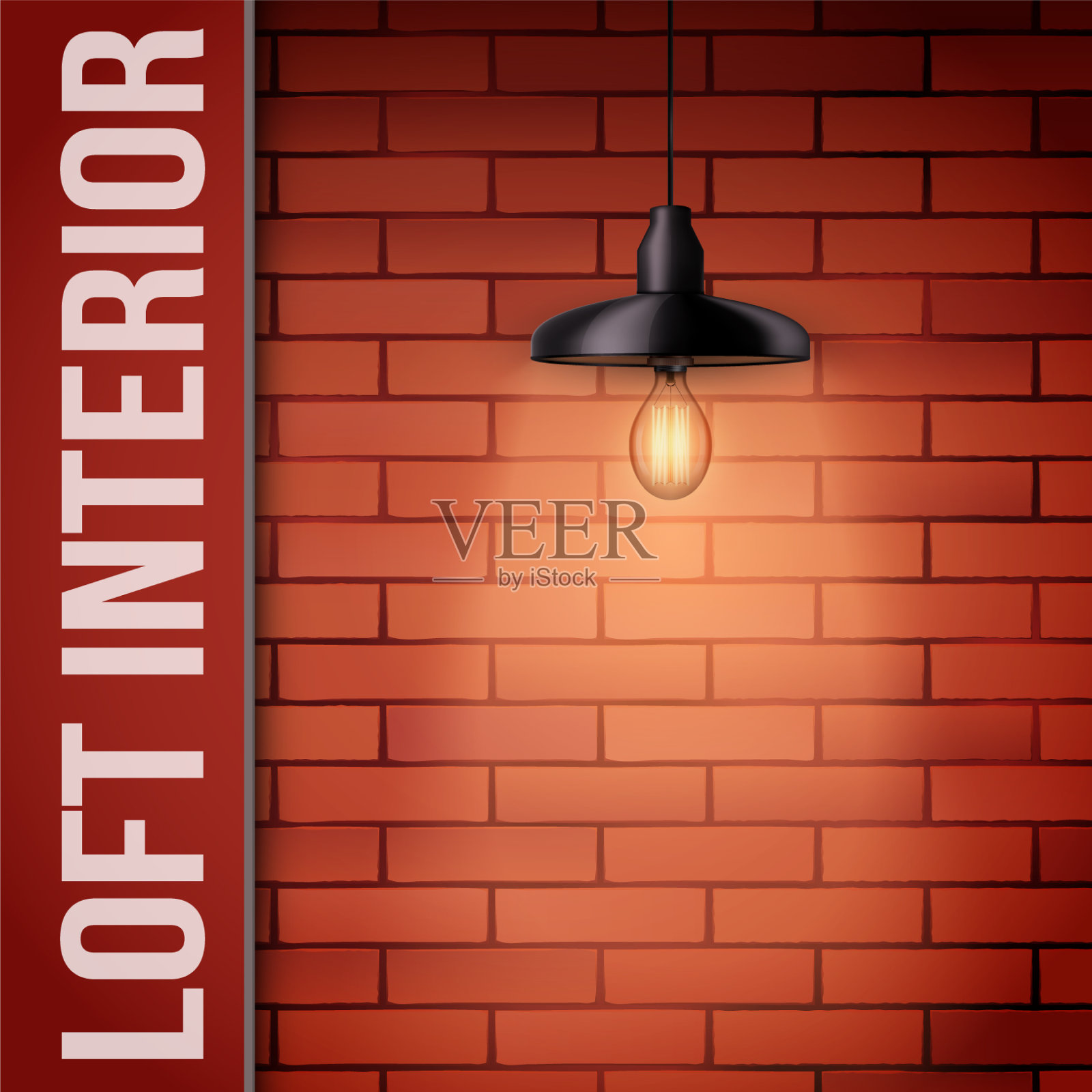 以砖墙和老式吊灯覆盖插画图片素材