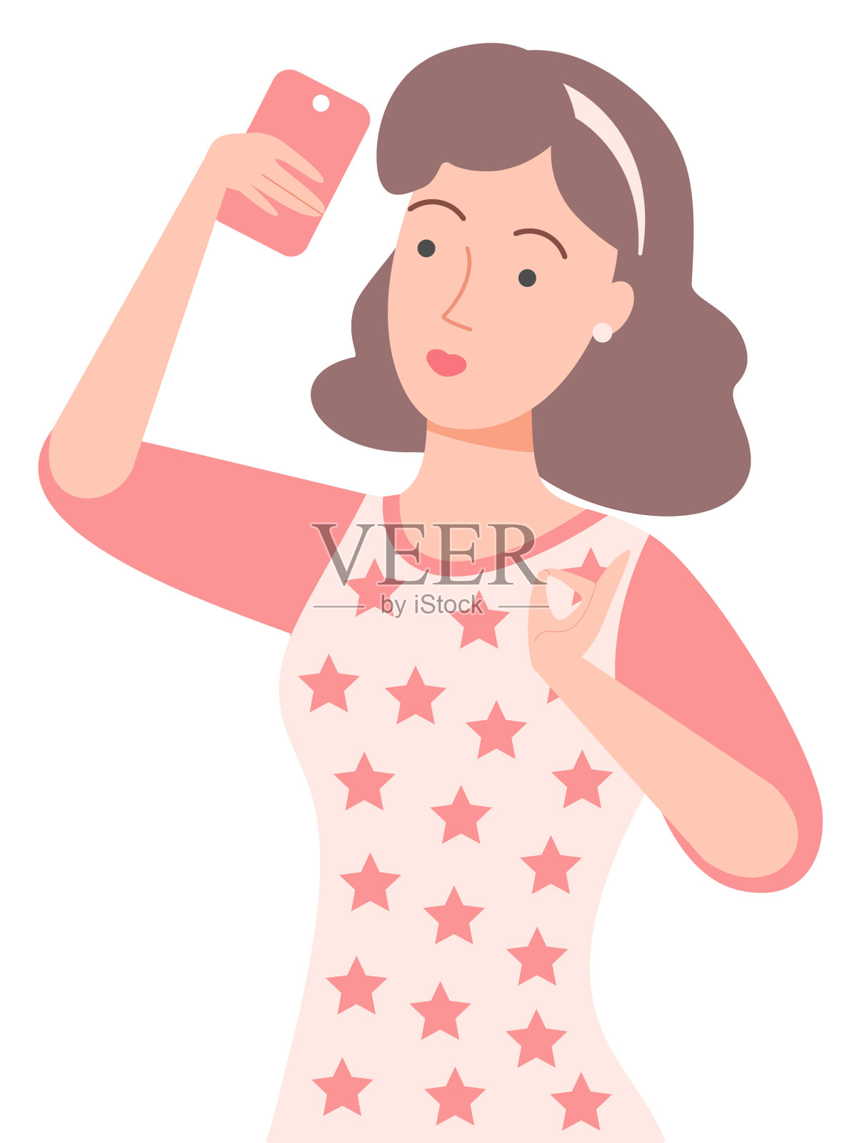 女人拿着智能手机自拍设计元素图片