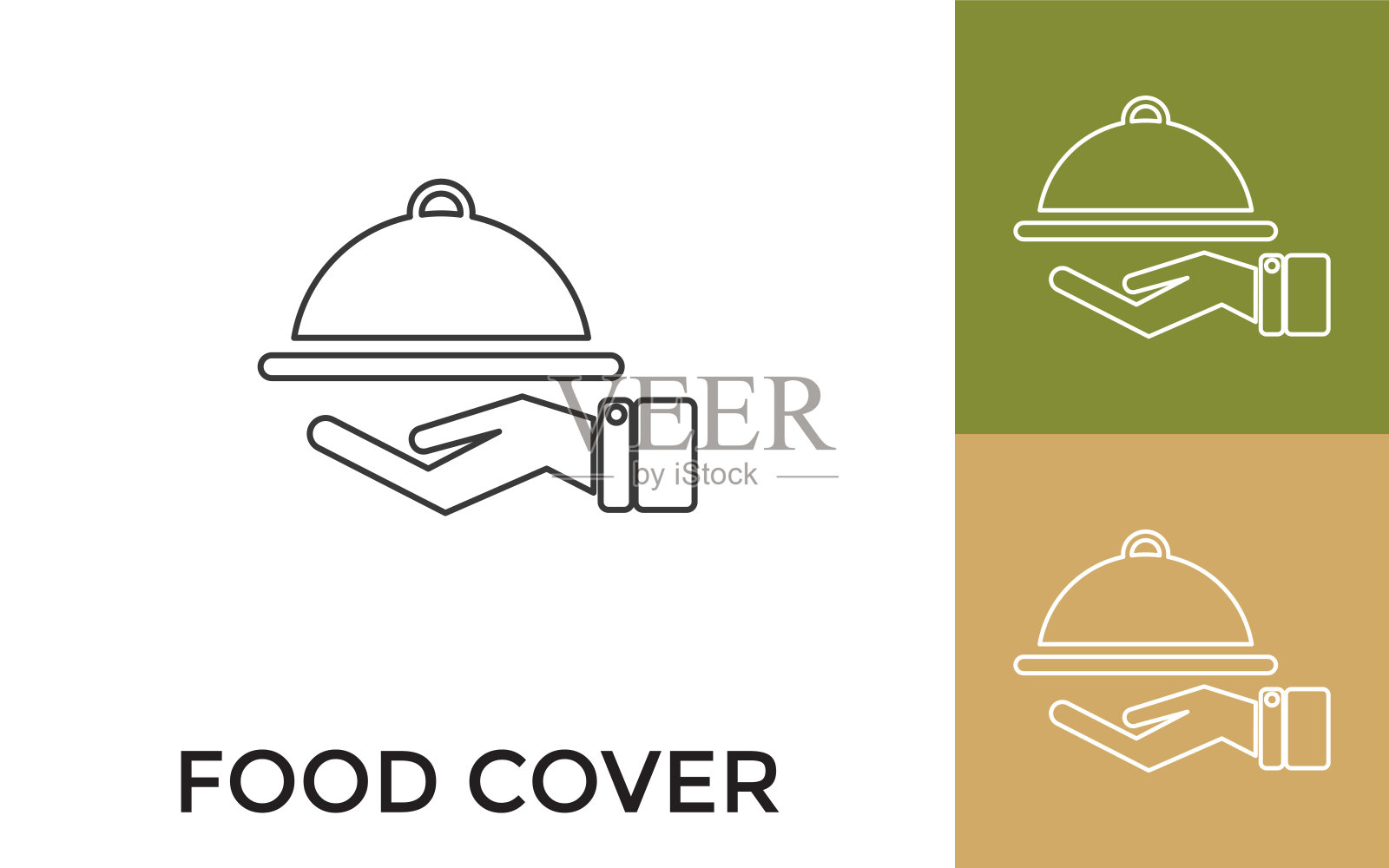 可编辑的食物封面细线图标与标题。适用于手机应用程序,网站,软件和印刷媒体。插画图片素材