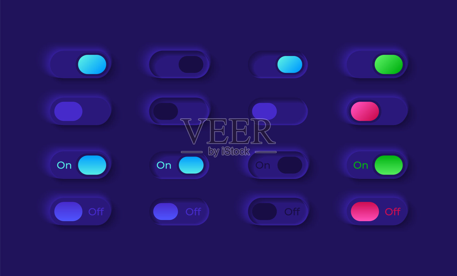 打开和关闭UI元素工具包插画图片素材