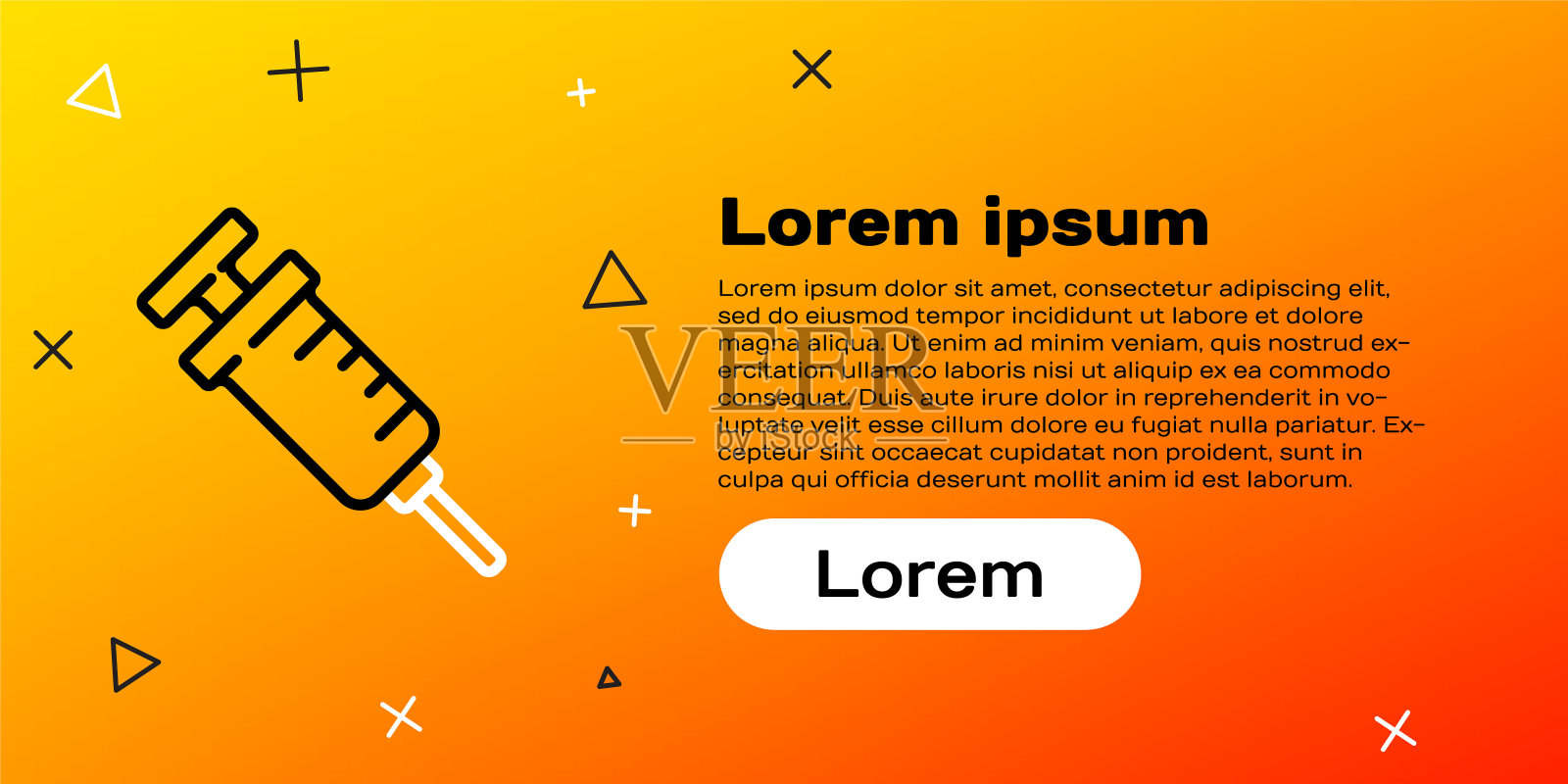 线GMO注射器图标隔离在黄色背景。转基因生物的缩写。Dna食品修改。色彩斑斓的轮廓的概念。向量插画图片素材