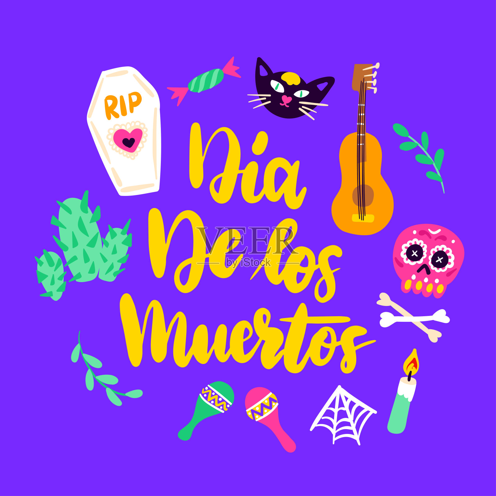Dia Los Muertos贺卡插画图片素材