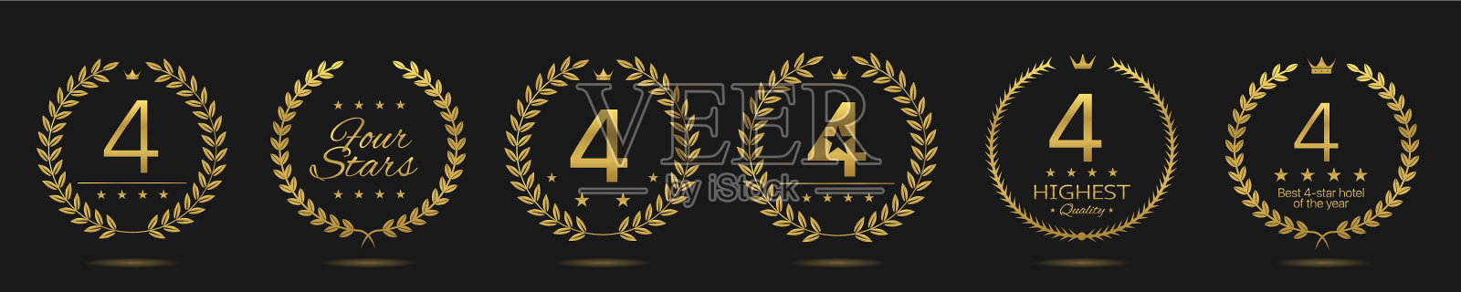 最好的四星级酒店花环标签插画图片素材