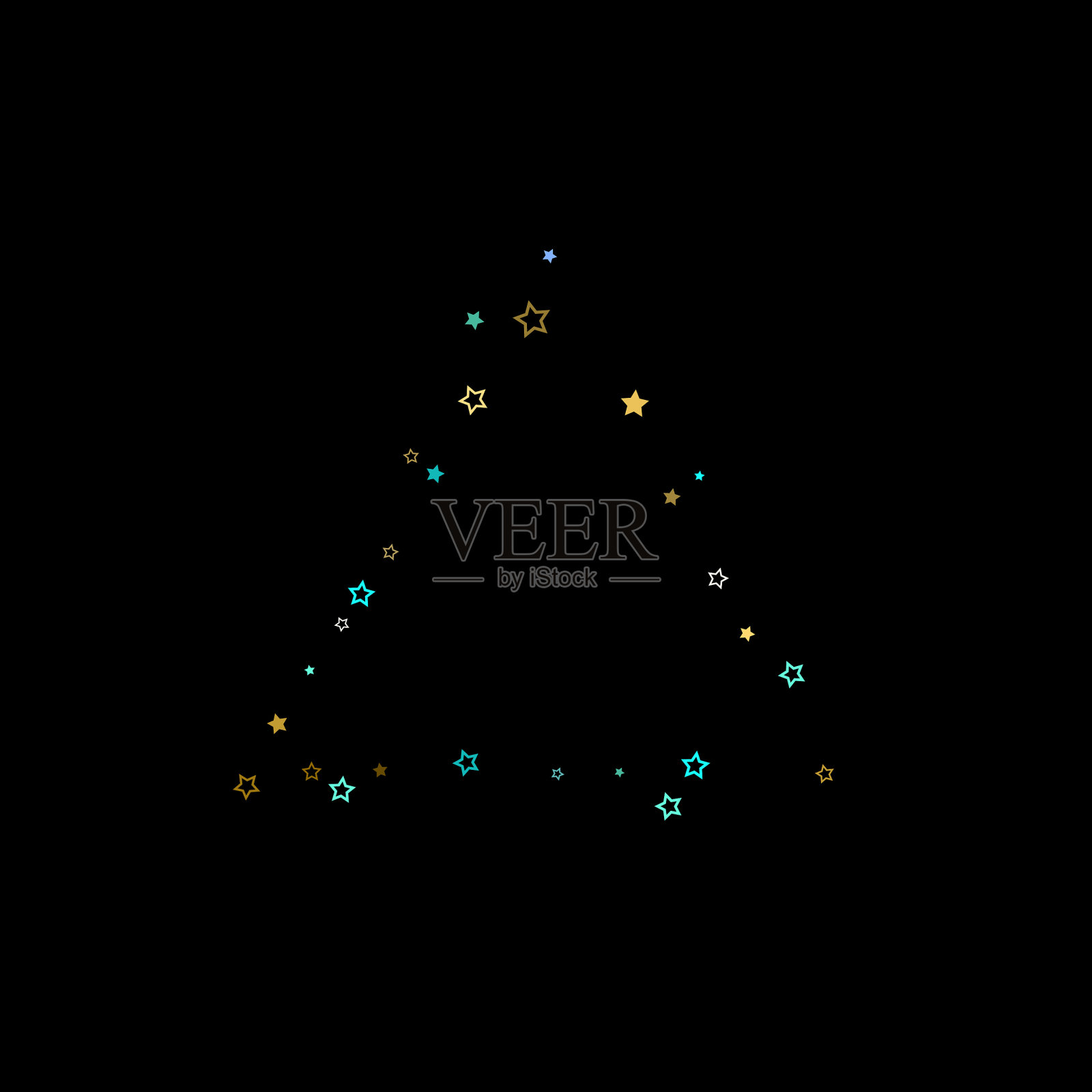 金色蓝色星星链轮闪亮的五彩纸屑插画图片素材