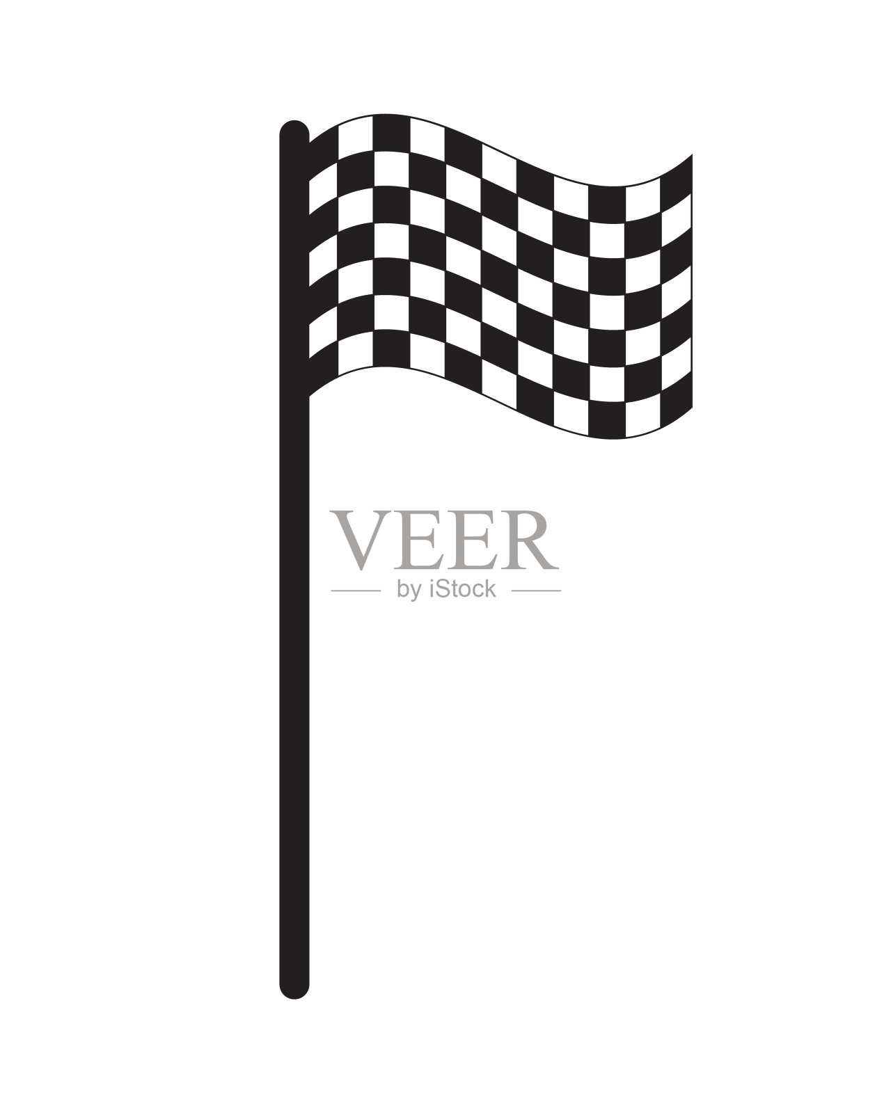 方格旗图标。方格黑白标志。检查旗杆图案。汽车运动比赛结束符号。胜利冠军标志。孤立在白色背景上。插画图片素材