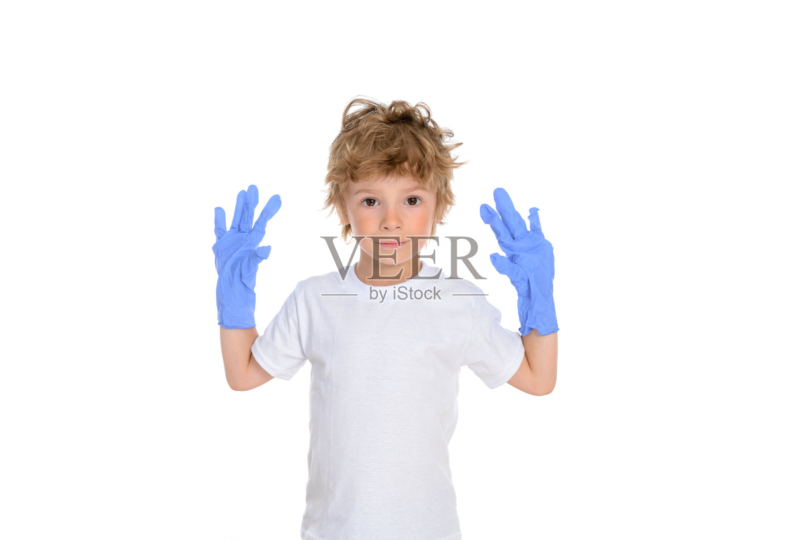 无菌蓝色医用手套演示照片摄影图片