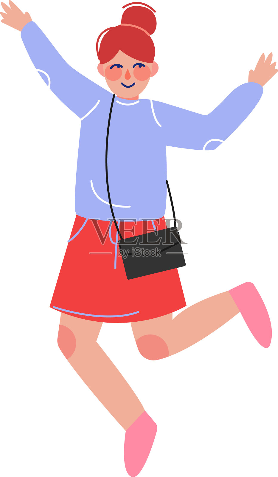 十几岁的女孩高兴地跳兴奋的女学生设计元素图片