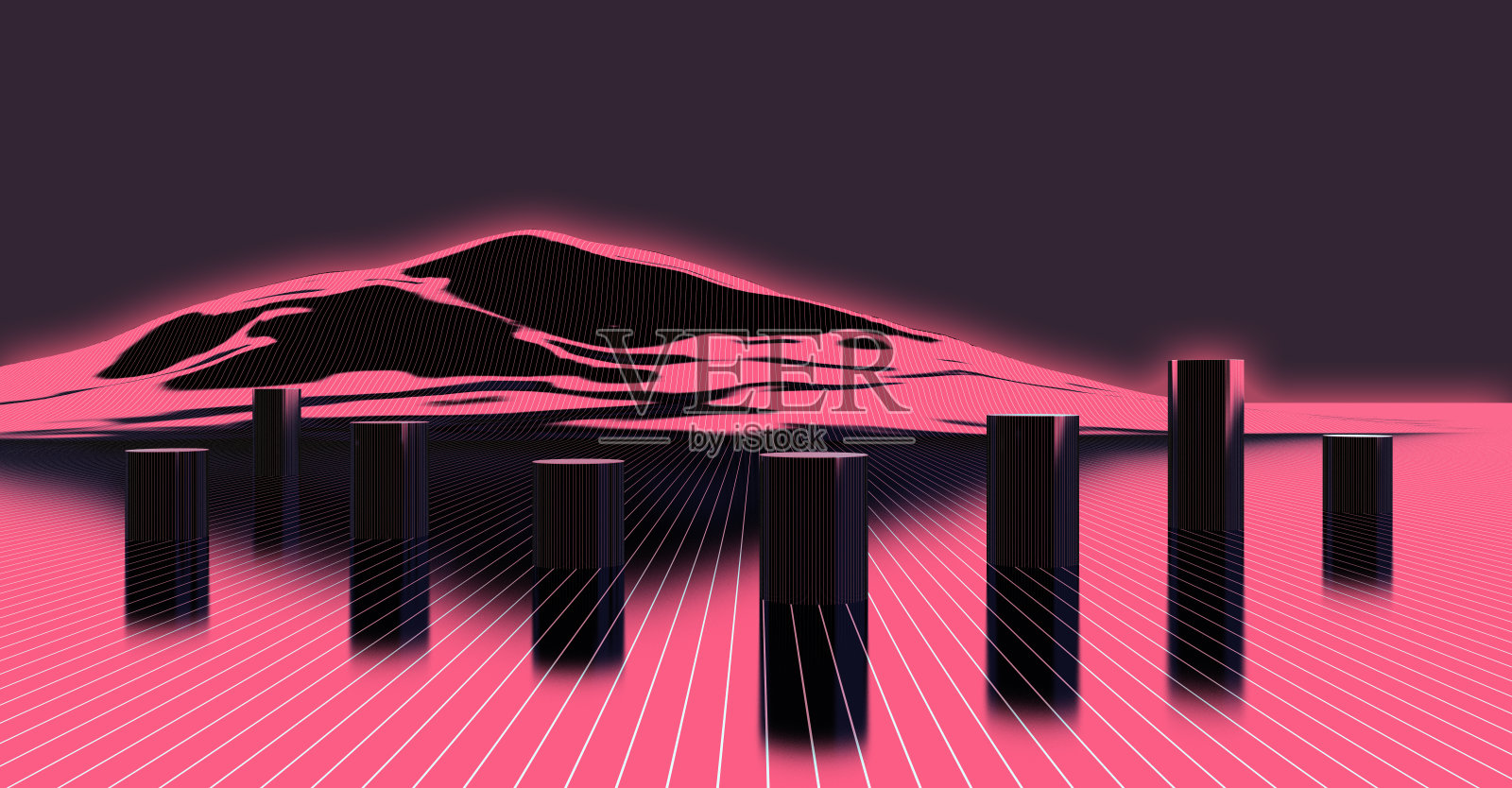 有山和柱子的美丽风景照片摄影图片