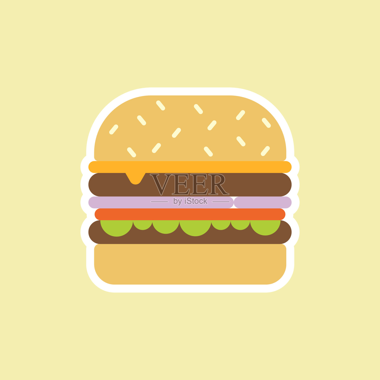 汉堡平面设计插画图标设计。孤立的颜色背景。汉堡,快餐店,垃圾食品,餐馆,餐馆图标素材