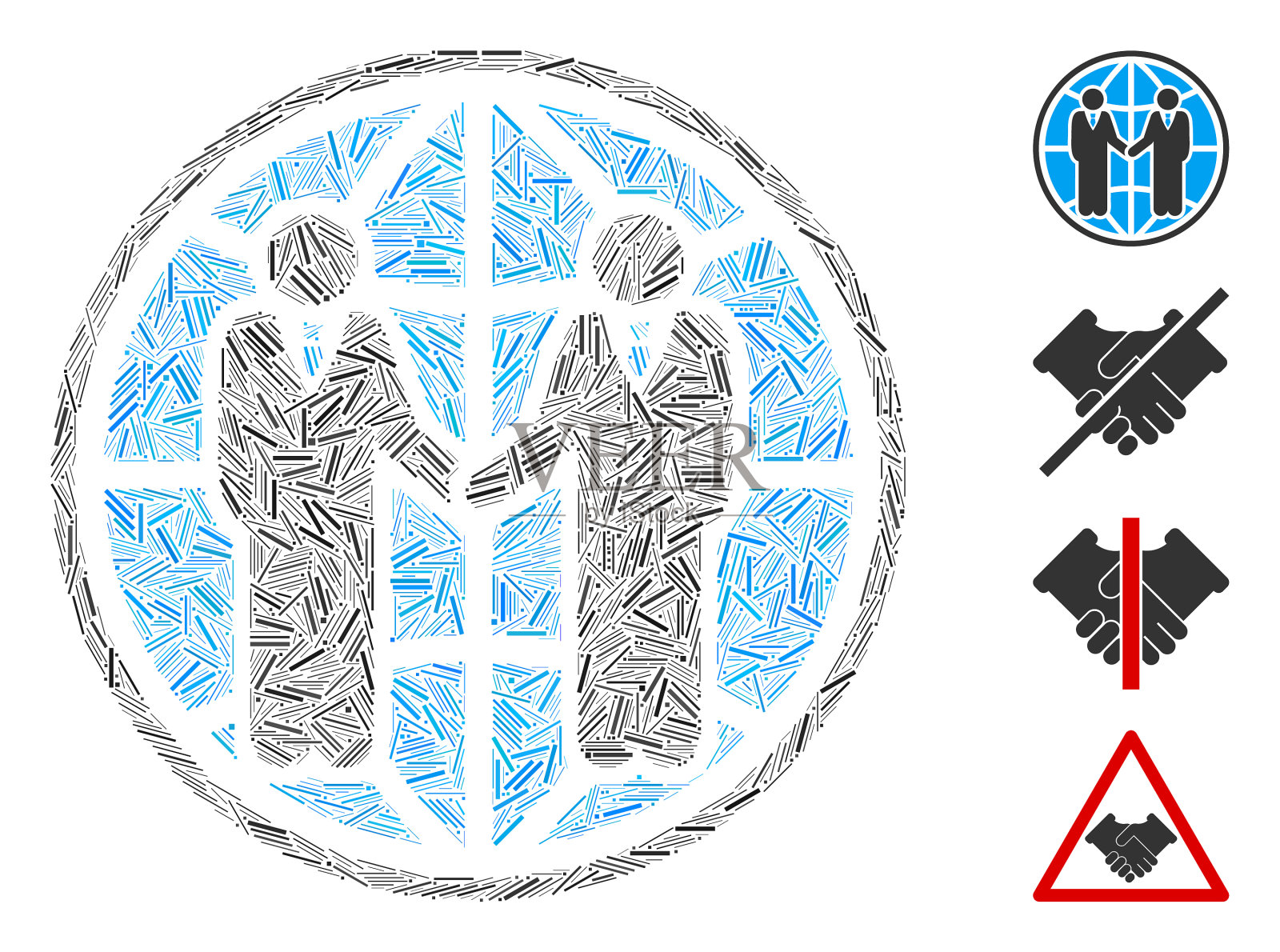 线全球伙伴图标拼贴插画图片素材