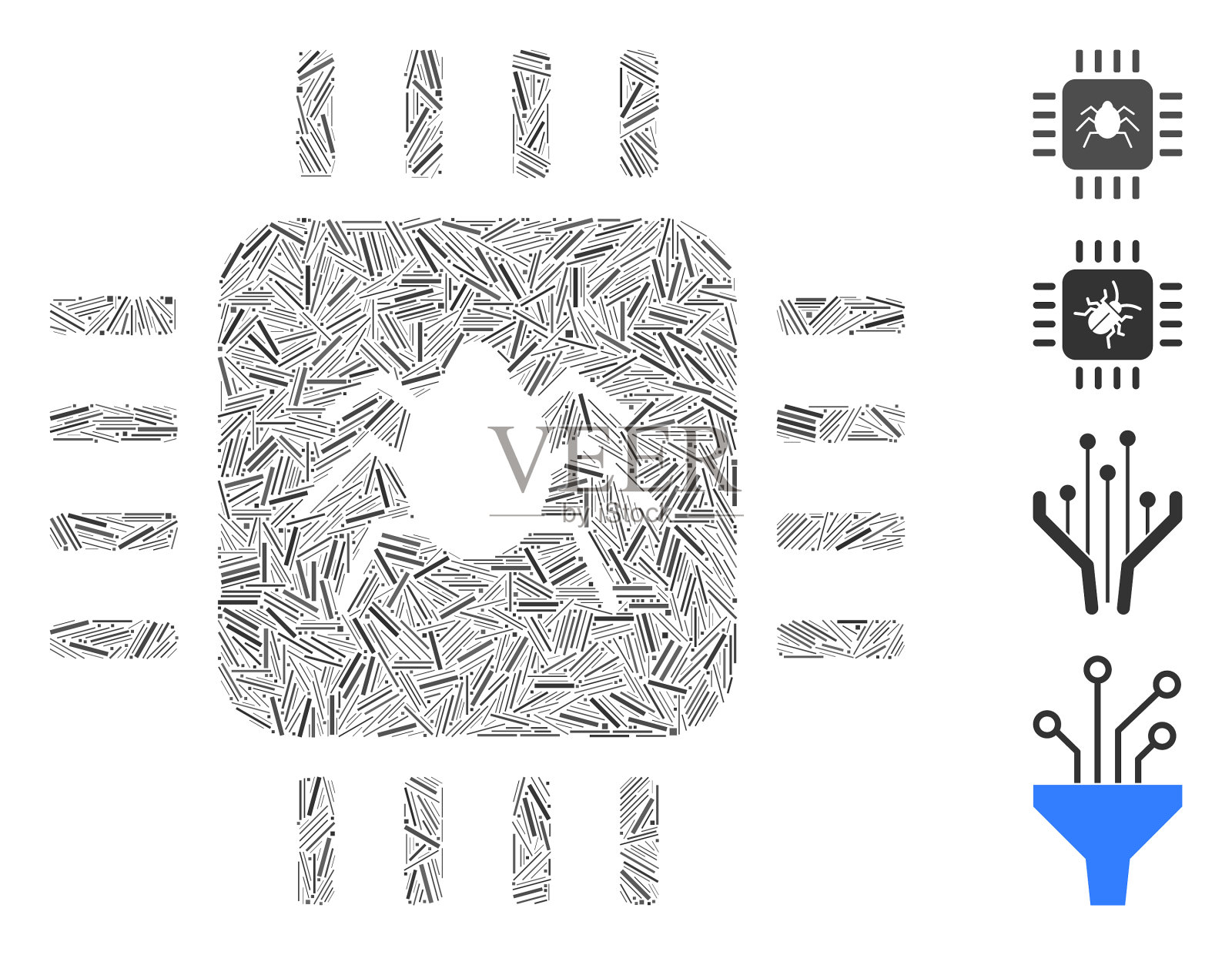 线路硬件错误图标马赛克插画图片素材