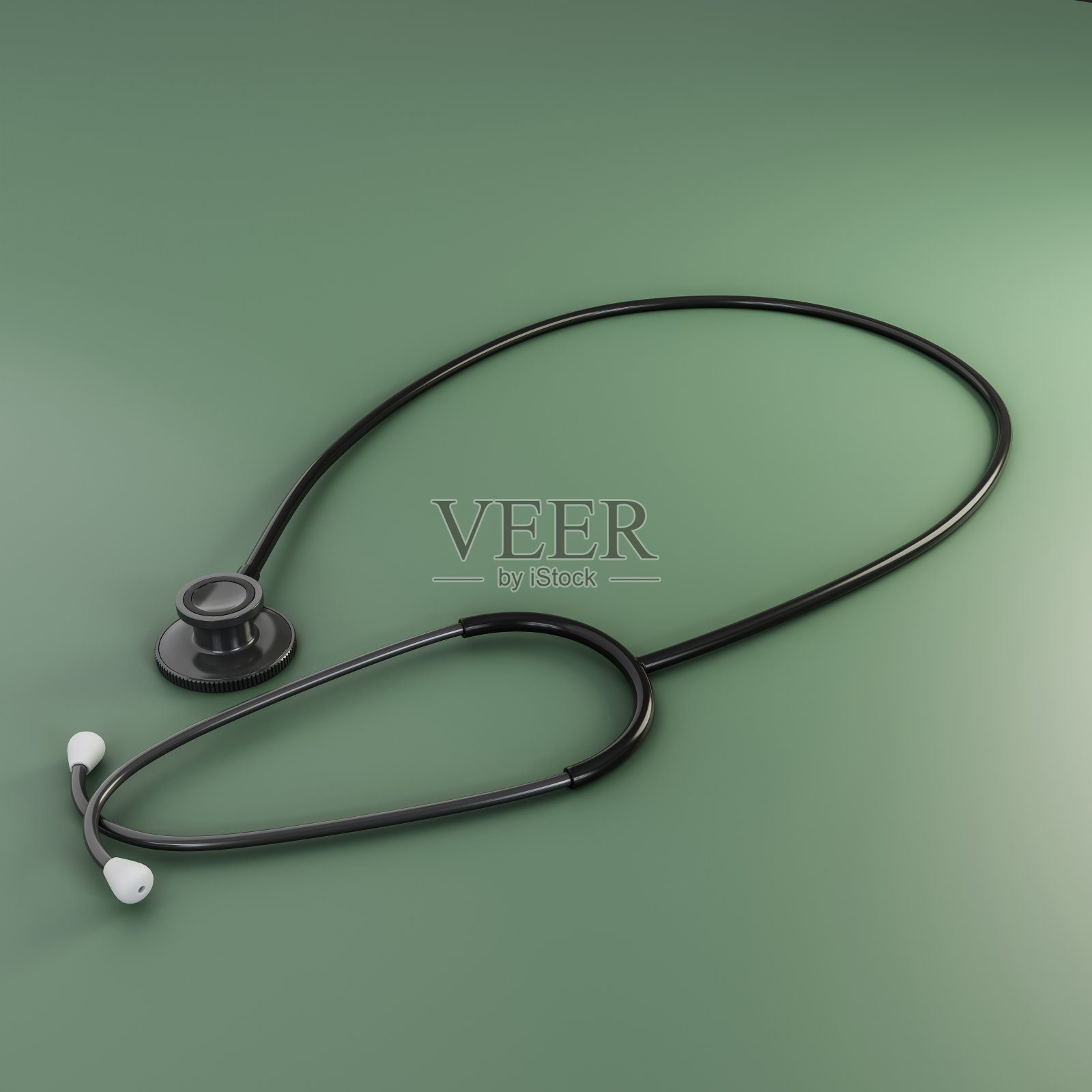 听诊器隔离在绿色背景上照片摄影图片