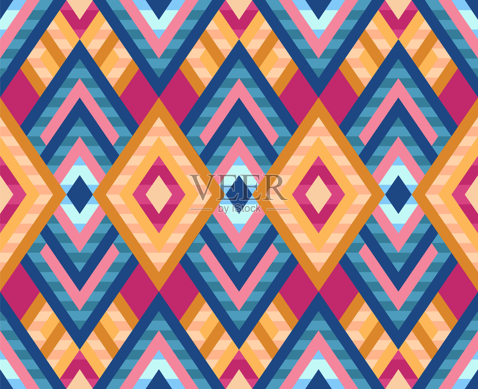 美洲土著的无缝菱形图案插画图片素材