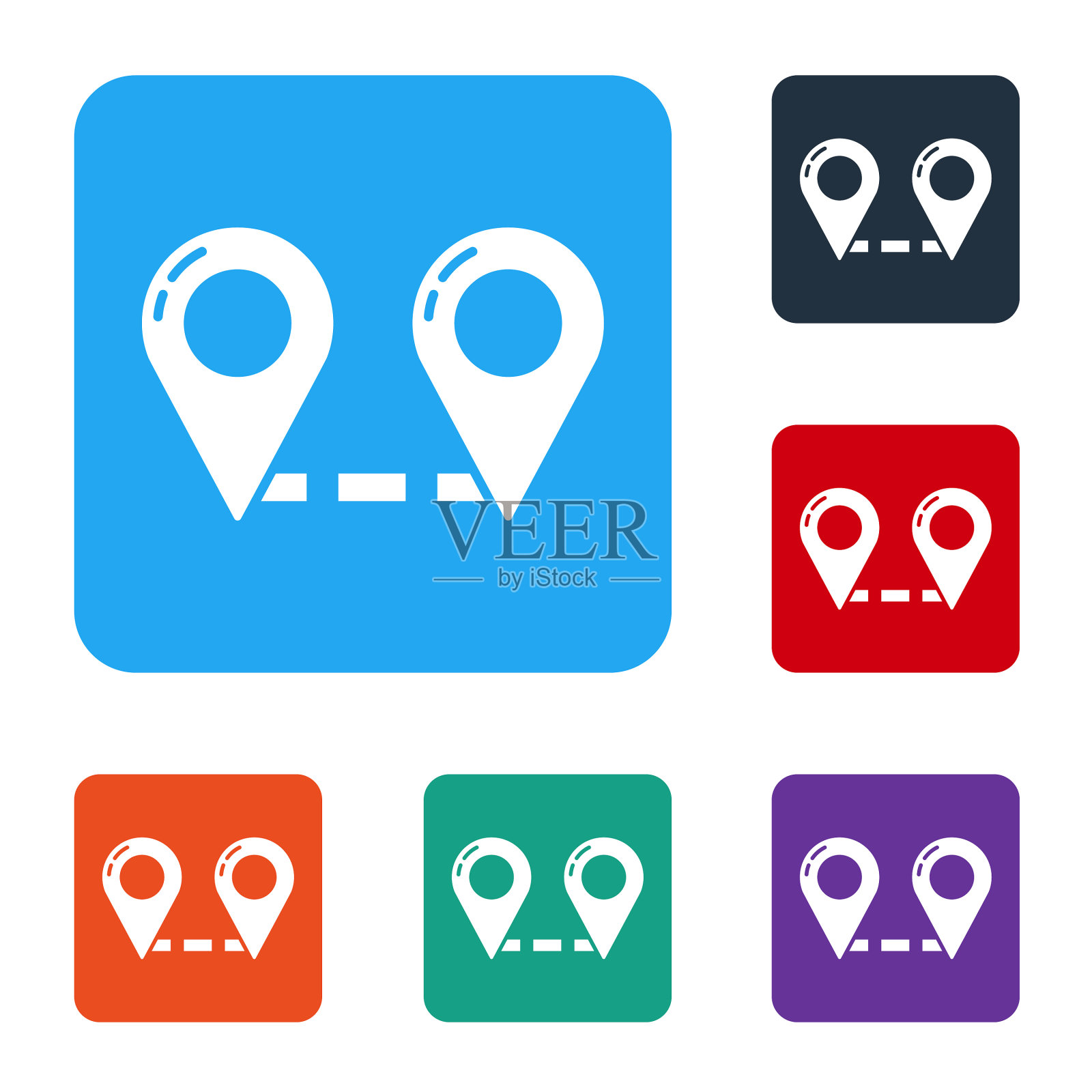 白色路线位置图标隔离在白色上图标素材