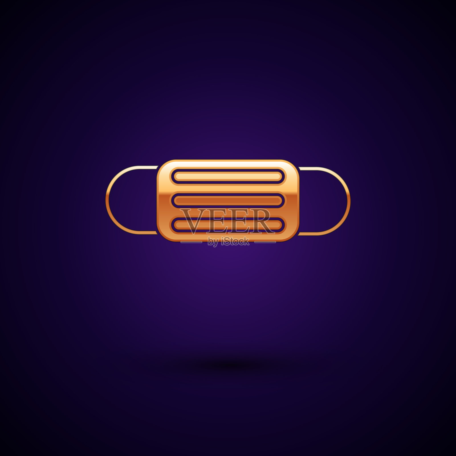 金色医用防护口罩图标隔离上插画图片素材